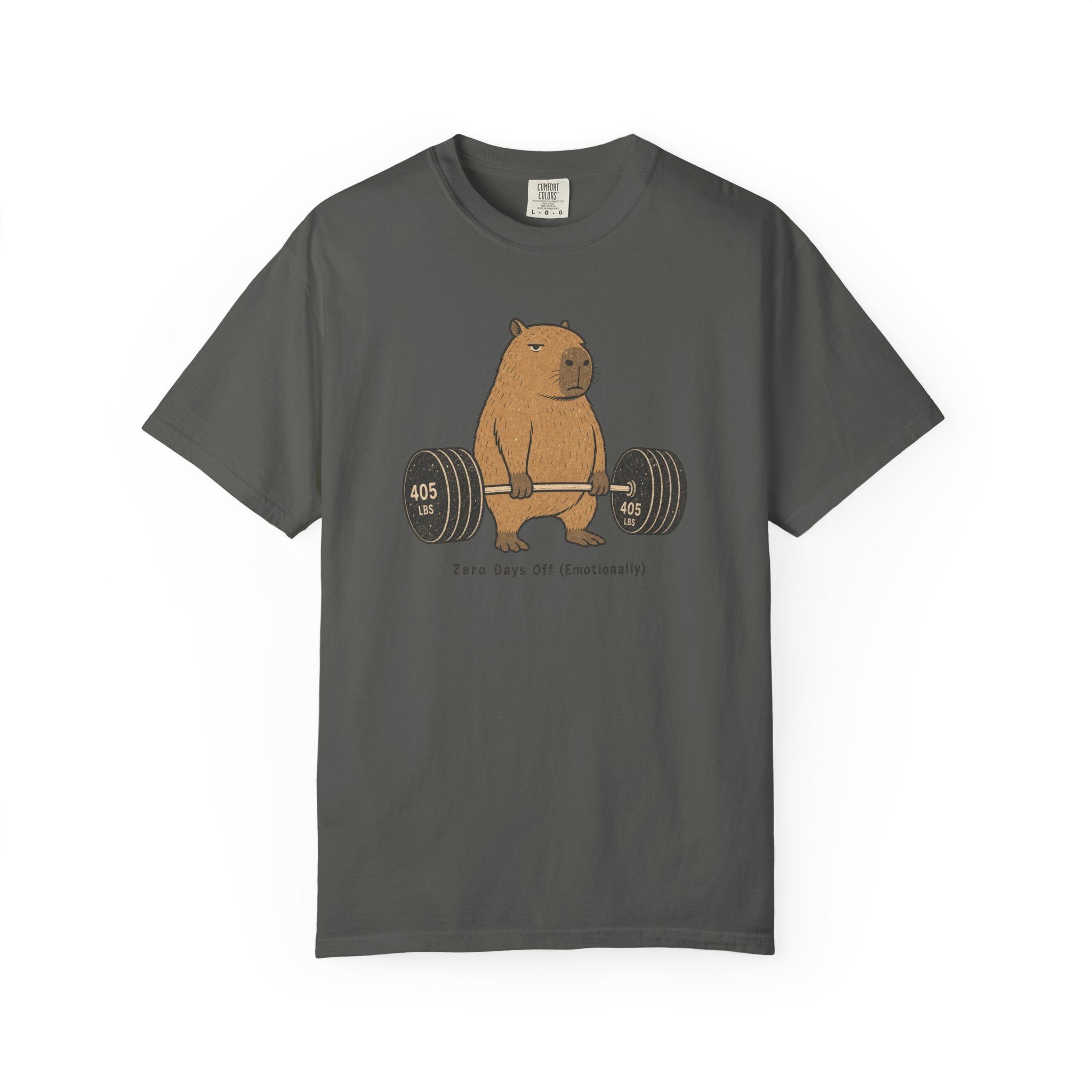 Bear Lifting Barbell T-Shirt — "Zero Days Off (Emotionally)" Gym Humor Tee