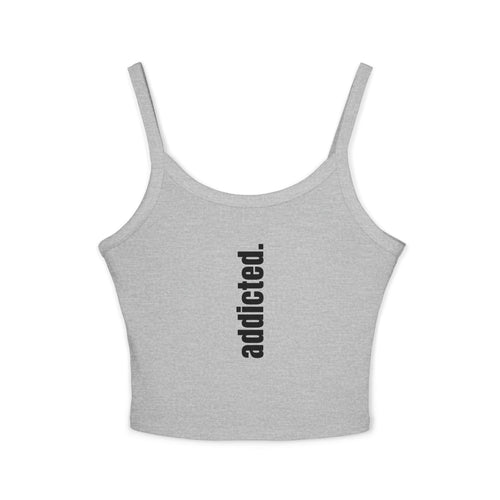 Addicted Vertical Graphic Spaghetti Strap Crop Tank