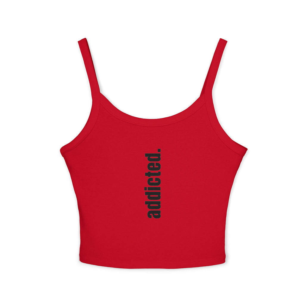 Addicted Vertical Graphic Spaghetti Strap Crop Tank