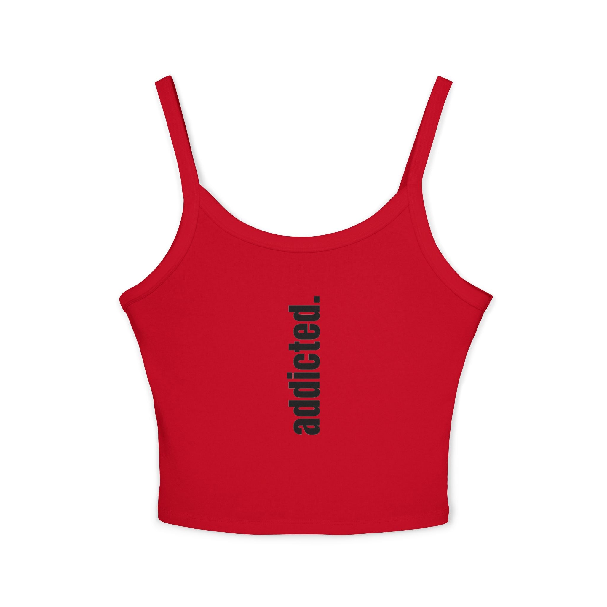 Addicted Vertical Graphic Spaghetti Strap Crop Tank