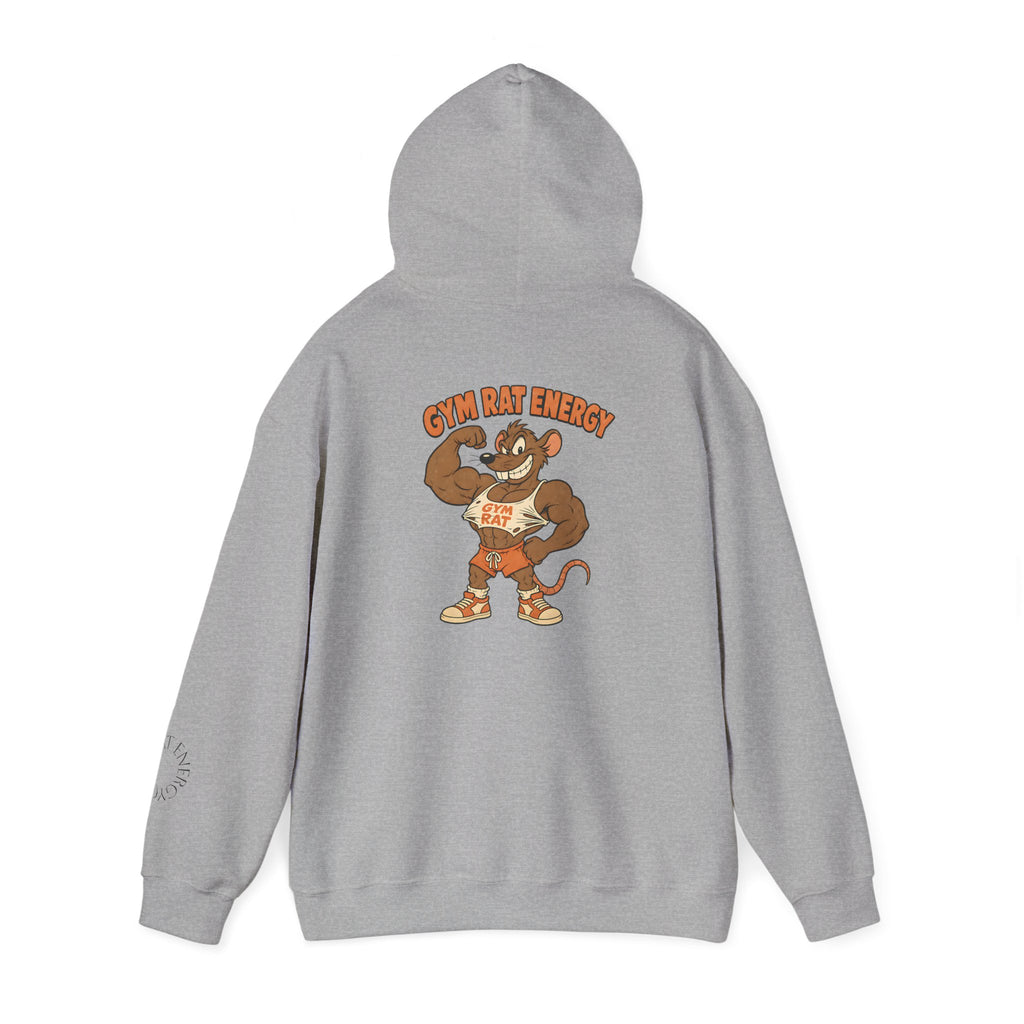 Hoodie - Gym Energy Muscle Rat Vintage Fitness Graphic Hoodie