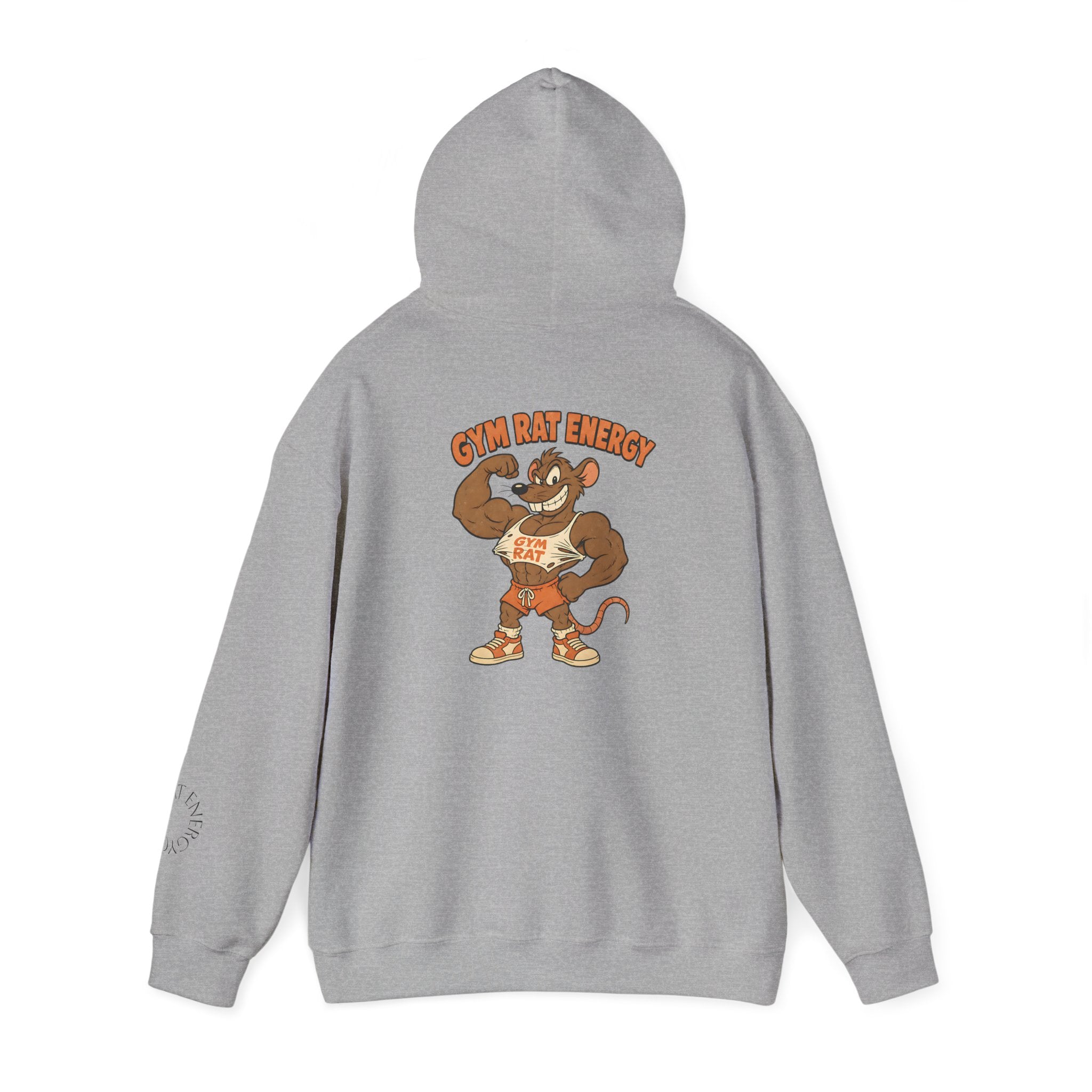 Hoodie - Gym Energy Muscle Rat Vintage Fitness Graphic Hoodie