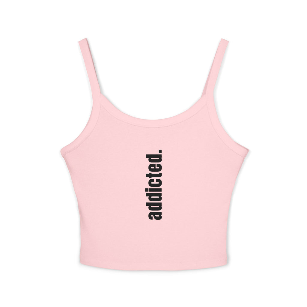 Addicted Vertical Graphic Spaghetti Strap Crop Tank