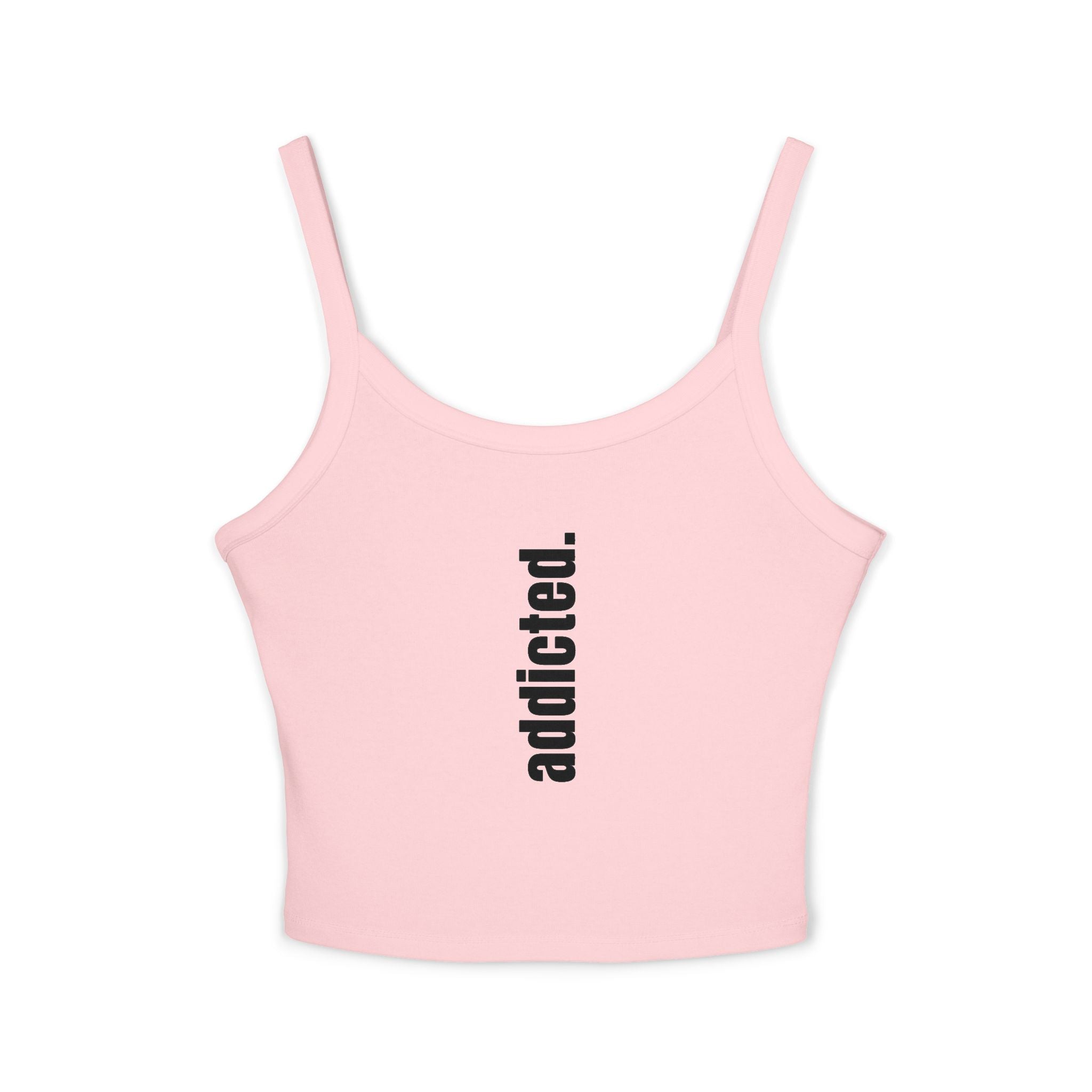 Addicted Vertical Graphic Spaghetti Strap Crop Tank