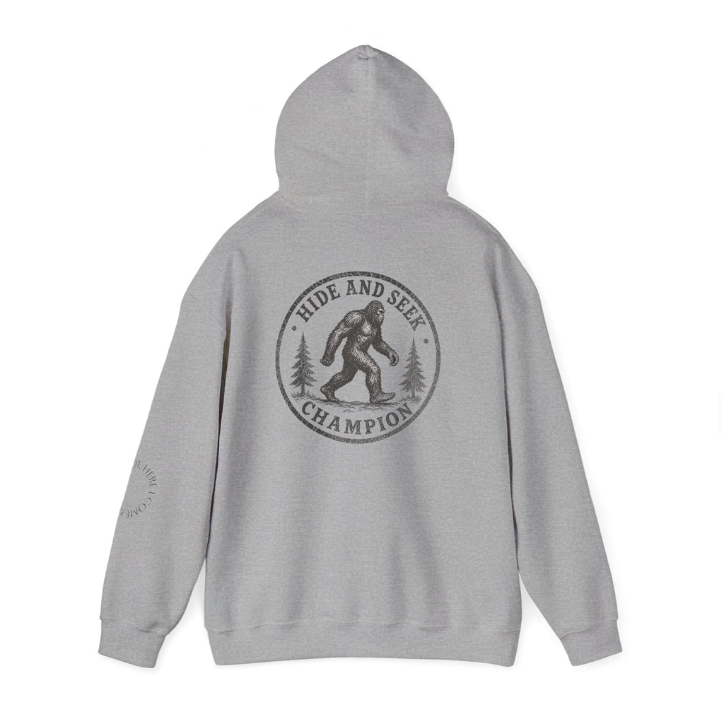 Hoodie — "Hide & Seek Champion" Sasquatch Forest Graphic Hooded Sweatshirt