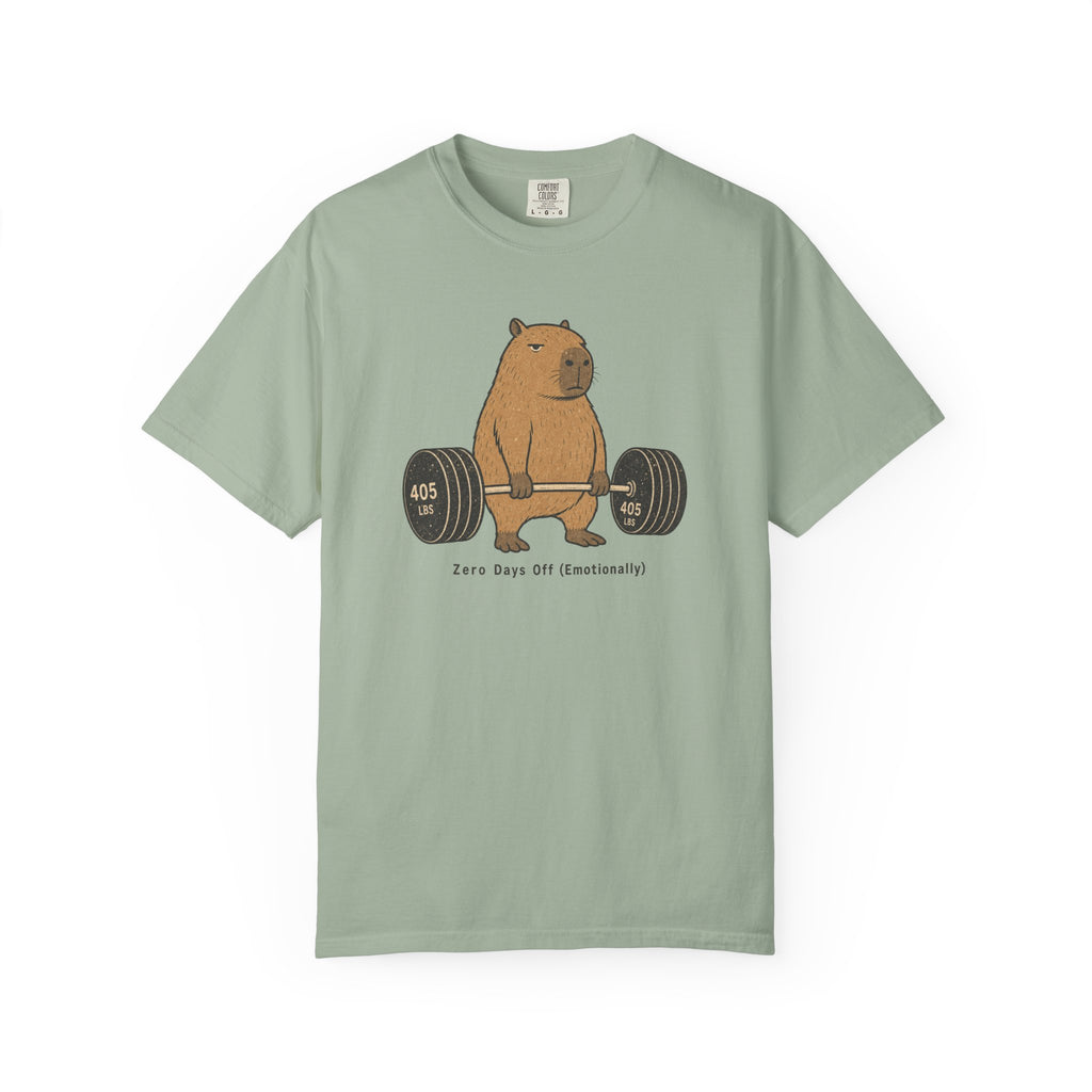 Bear Lifting Barbell T-Shirt — "Zero Days Off (Emotionally)" Gym Humor Tee