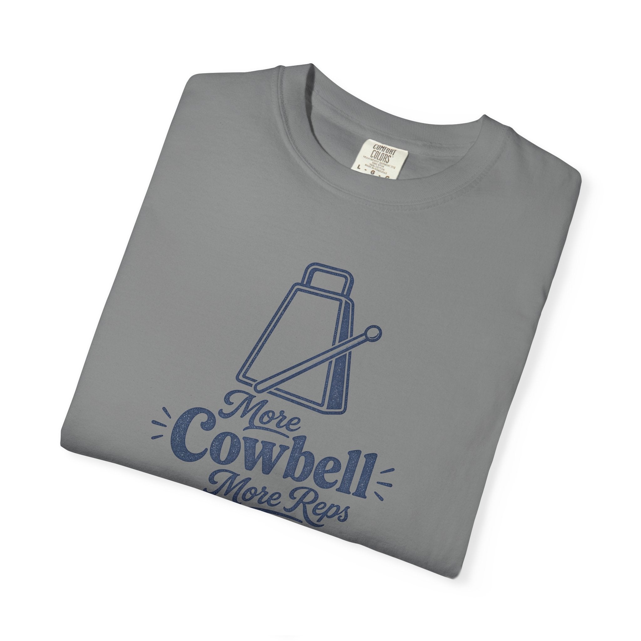 Cowbell Graphic T-Shirt — “More Cowbell, More Reps” Fitness Tee
