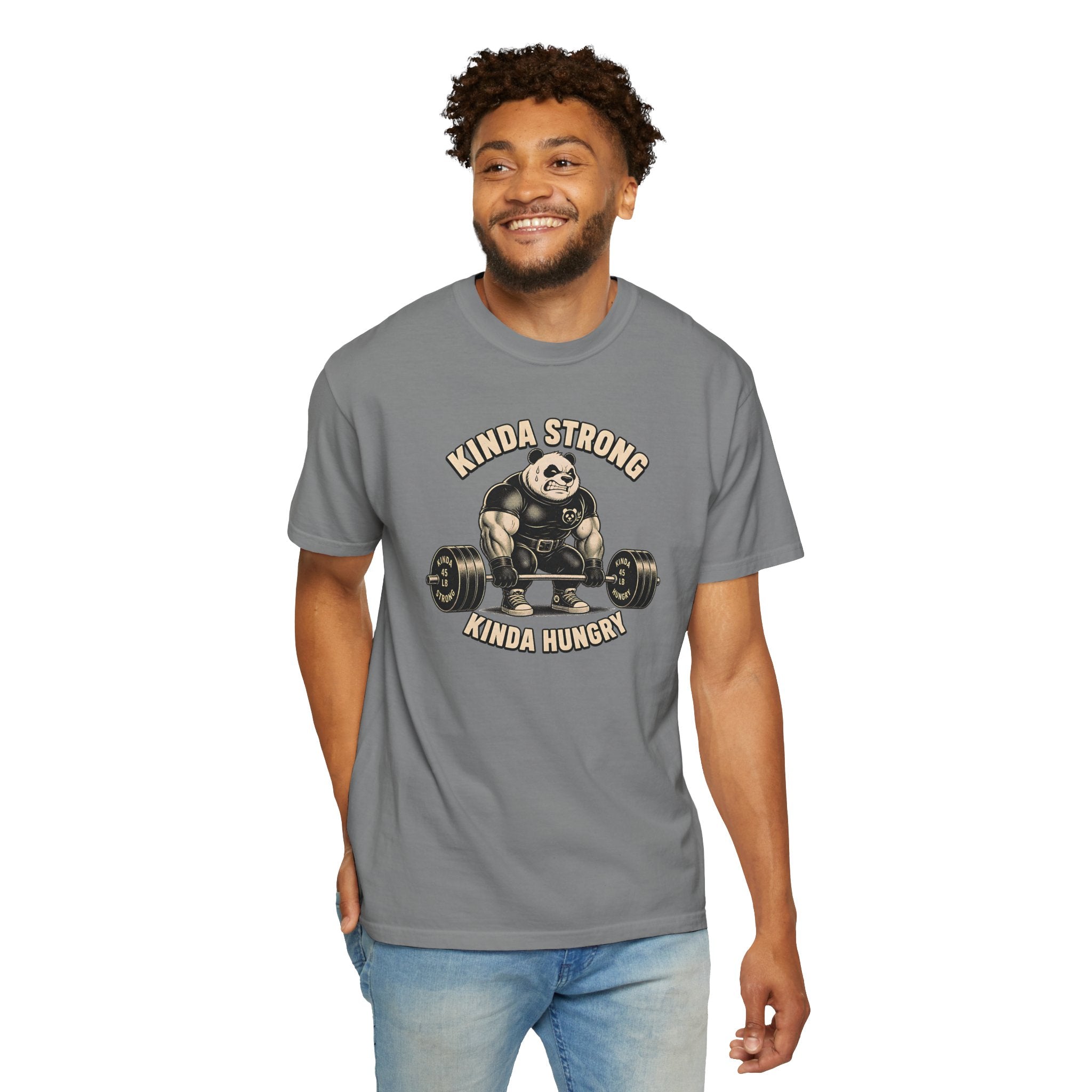 "Kinda Strong Kinda Hungry" Panda Weightlifting Gym Tee