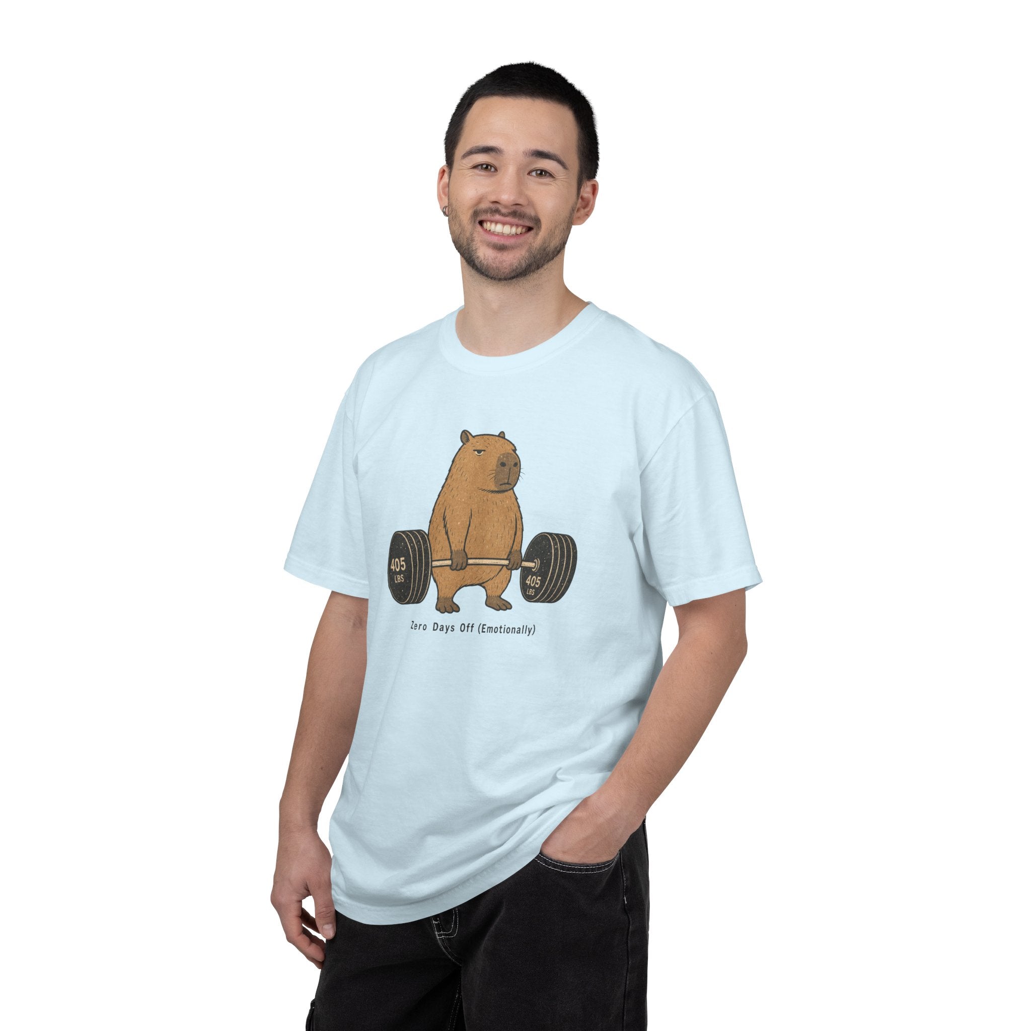 Bear Lifting Barbell T-Shirt — "Zero Days Off (Emotionally)" Gym Humor Tee