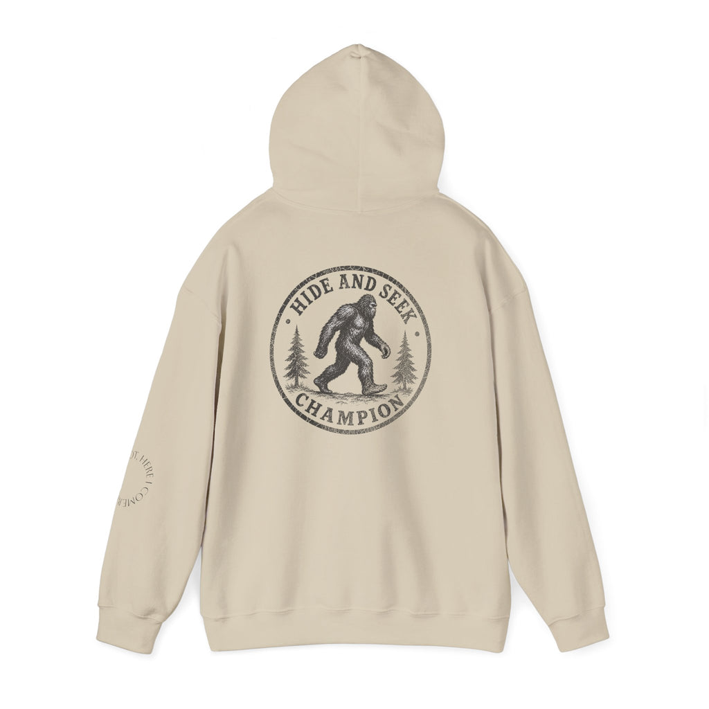 Hoodie — "Hide & Seek Champion" Sasquatch Forest Graphic Hooded Sweatshirt