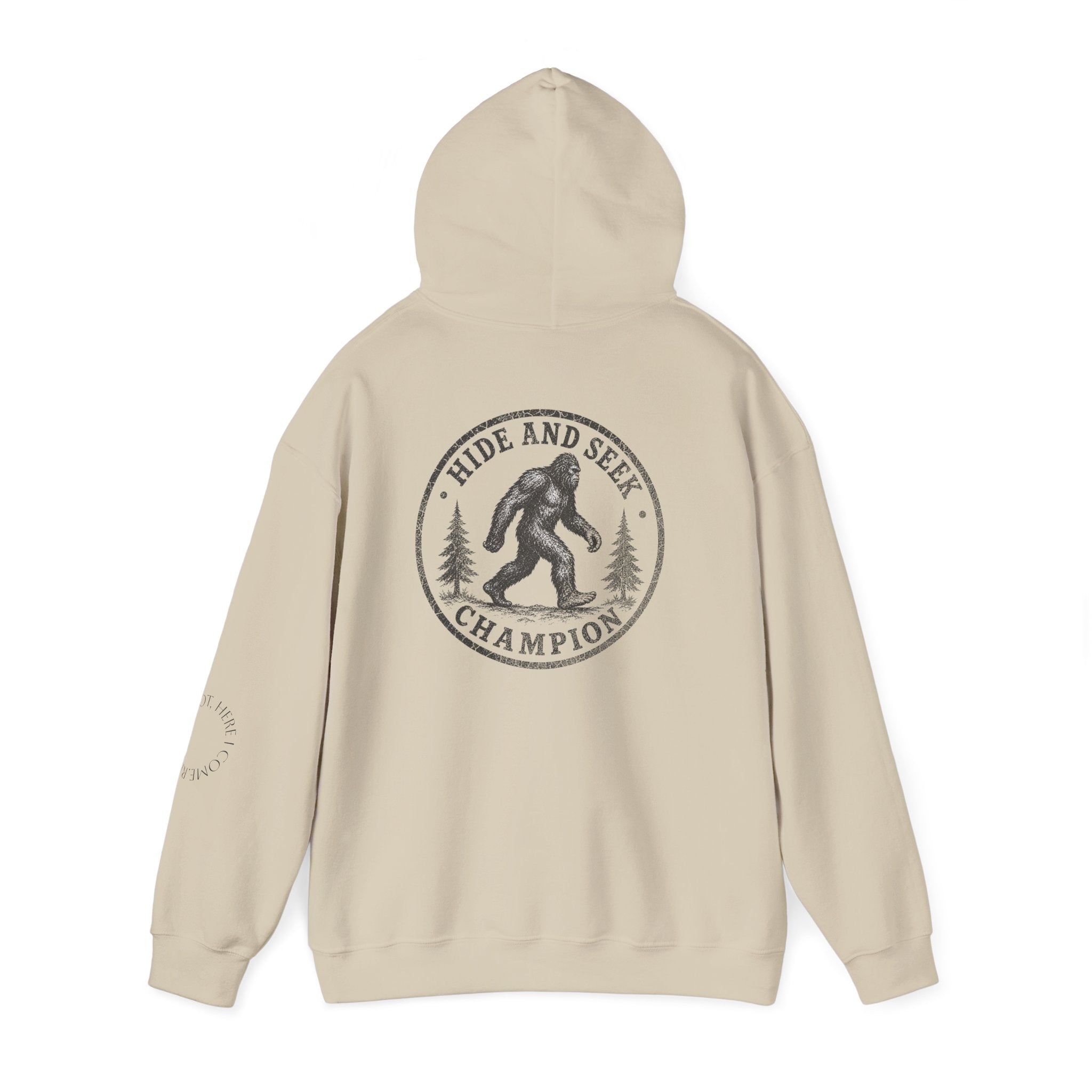 Hoodie — "Hide & Seek Champion" Sasquatch Forest Graphic Hooded Sweatshirt