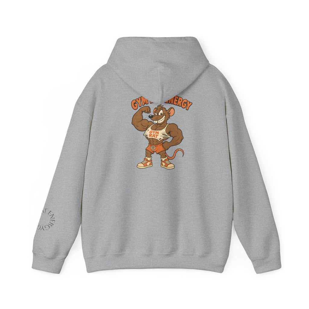 Hoodie - Gym Energy Muscle Rat Vintage Fitness Graphic Hoodie