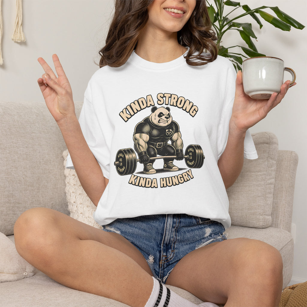 "Kinda Strong Kinda Hungry" Panda Weightlifting Gym Tee