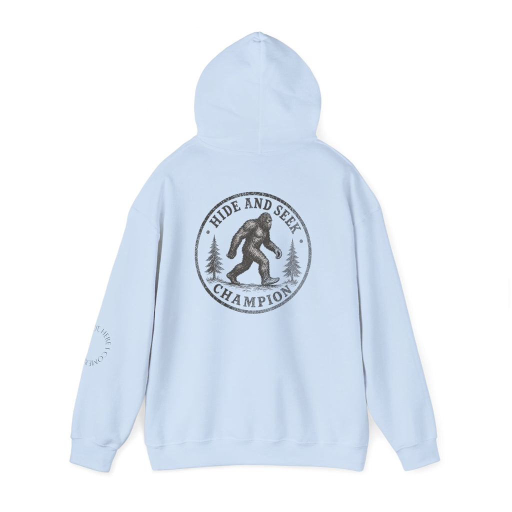Hoodie — "Hide & Seek Champion" Sasquatch Forest Graphic Hooded Sweatshirt