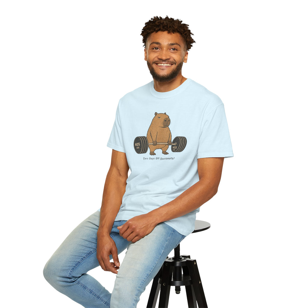 Bear Lifting Barbell T-Shirt — "Zero Days Off (Emotionally)" Gym Humor Tee