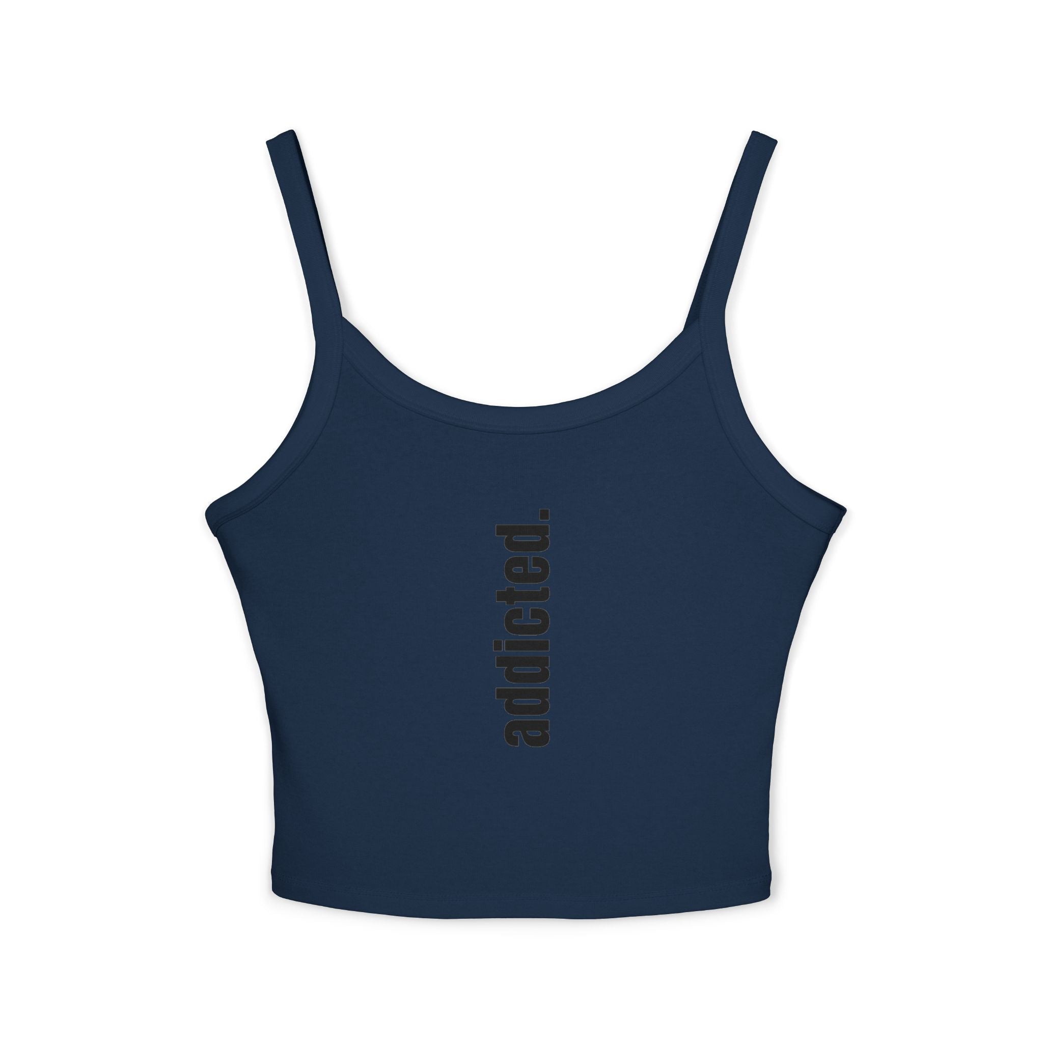 Addicted Vertical Graphic Spaghetti Strap Crop Tank