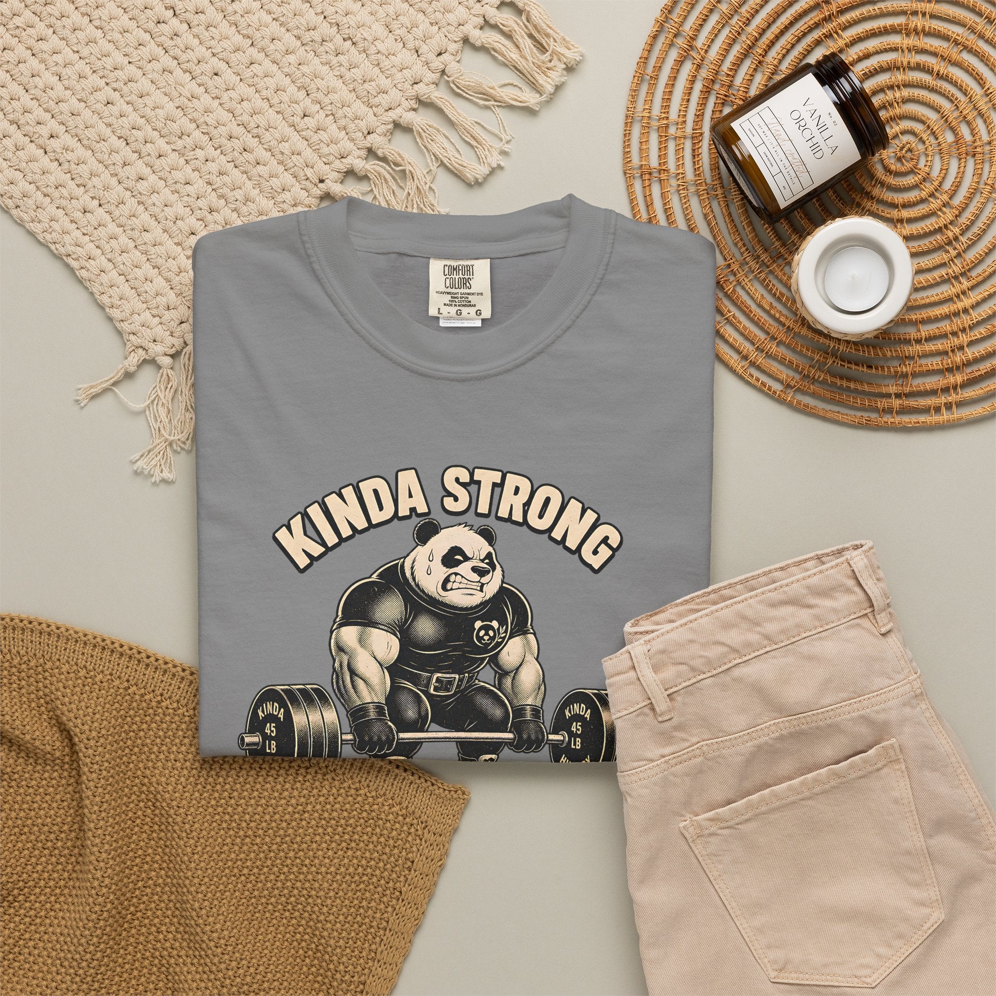 "Kinda Strong Kinda Hungry" Panda Weightlifting Gym Tee
