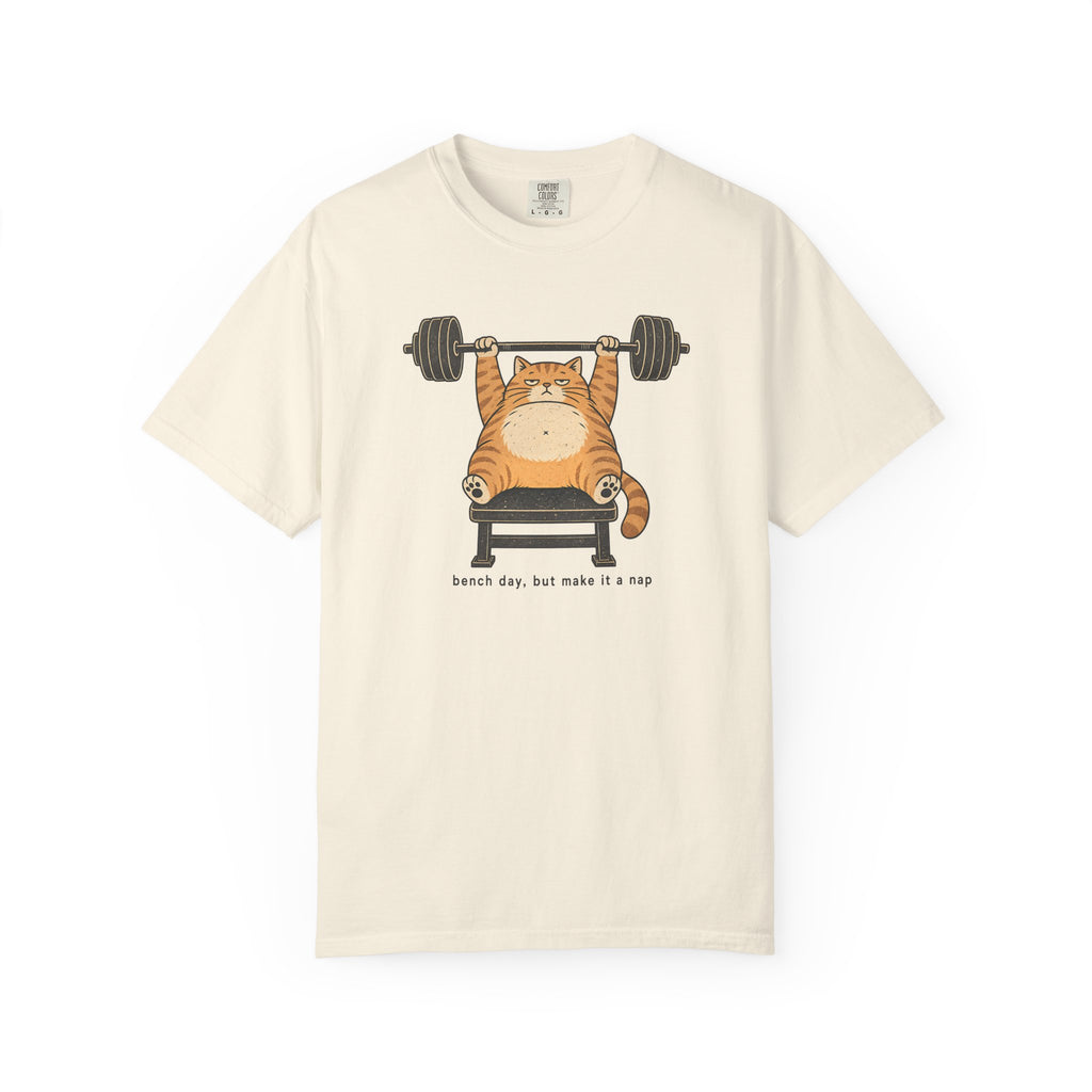 Cat Weightlifter T-Shirt — "Beach Day, But Make It Leg Day" Funny Gym Tee
