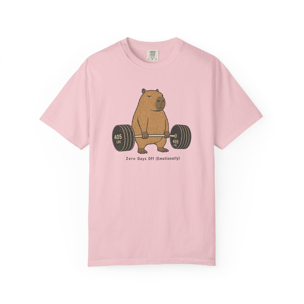 Bear Lifting Barbell T-Shirt — "Zero Days Off (Emotionally)" Gym Humor Tee