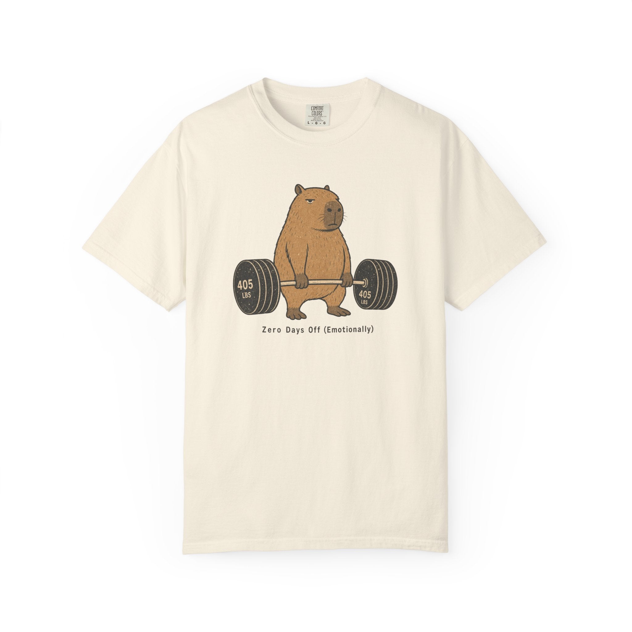 Bear Lifting Barbell T-Shirt — "Zero Days Off (Emotionally)" Gym Humor Tee