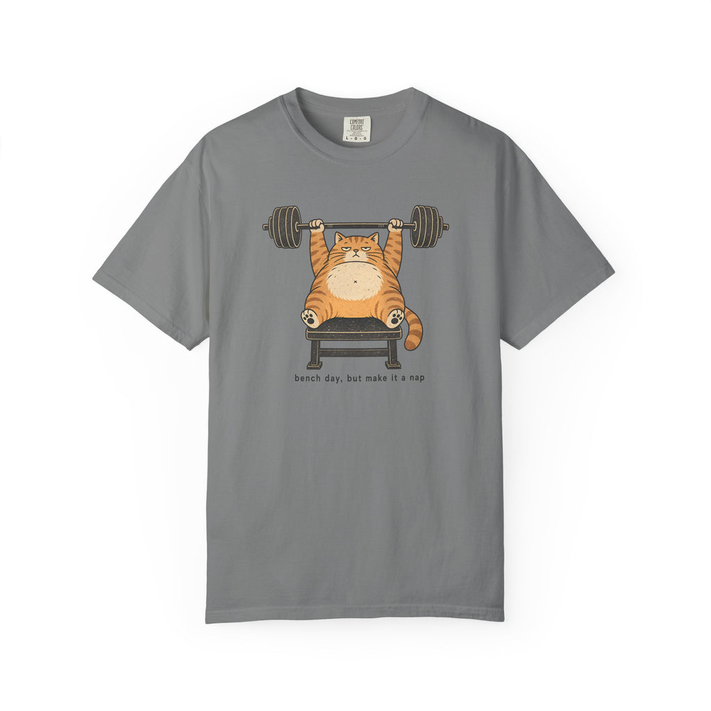 Cat Weightlifter T-Shirt — "Beach Day, But Make It Leg Day" Funny Gym Tee