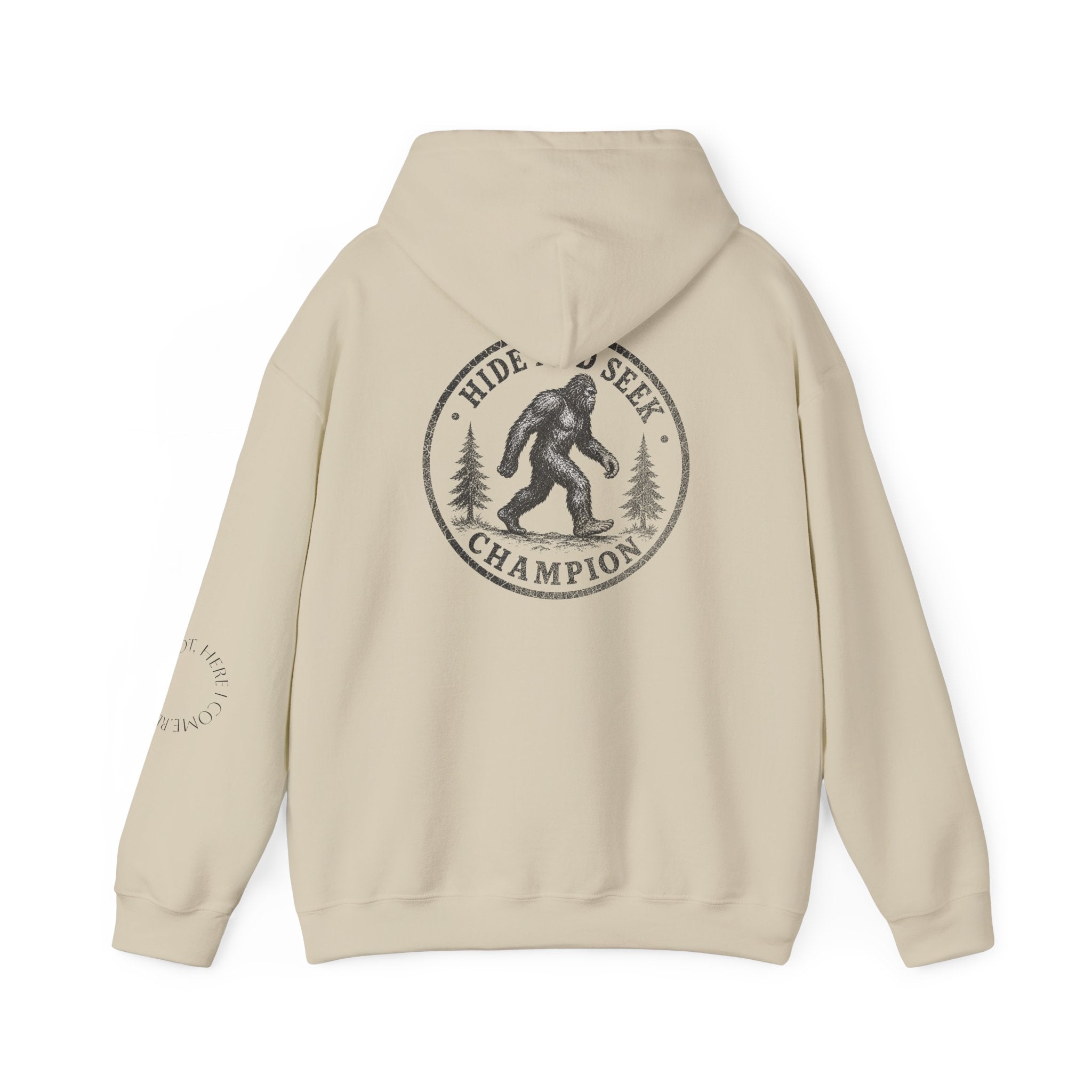 Hoodie — "Hide & Seek Champion" Sasquatch Forest Graphic Hooded Sweatshirt