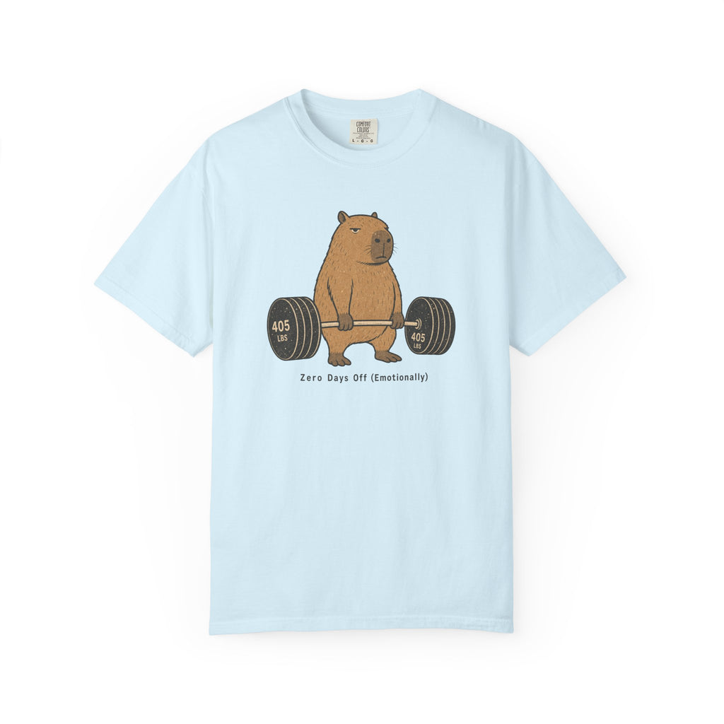 Bear Lifting Barbell T-Shirt — "Zero Days Off (Emotionally)" Gym Humor Tee