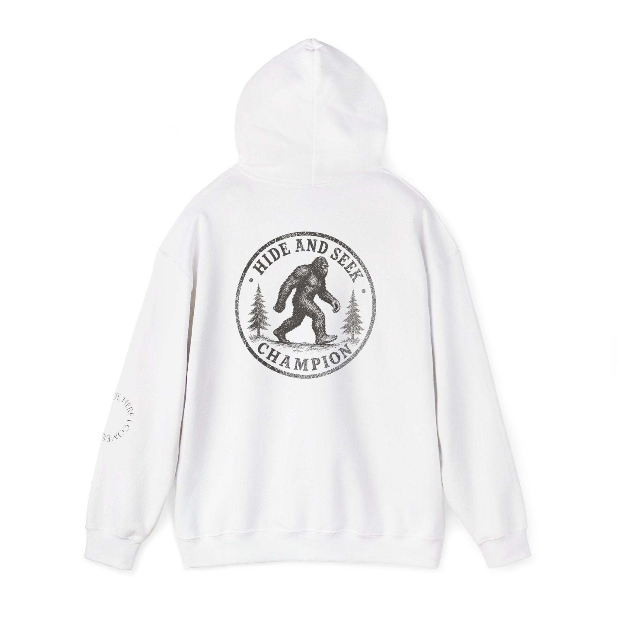 Hoodie — "Hide & Seek Champion" Sasquatch Forest Graphic Hooded Sweatshirt