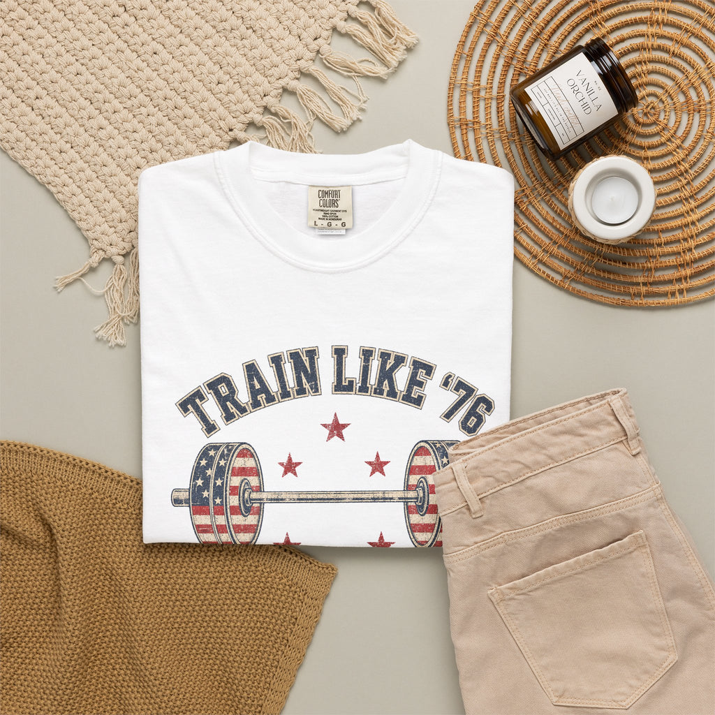 Patriotic 'Train Like '76' Weightlifting T-Shirt