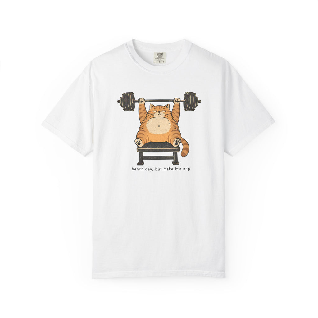 Cat Weightlifter T-Shirt — "Beach Day, But Make It Leg Day" Funny Gym Tee