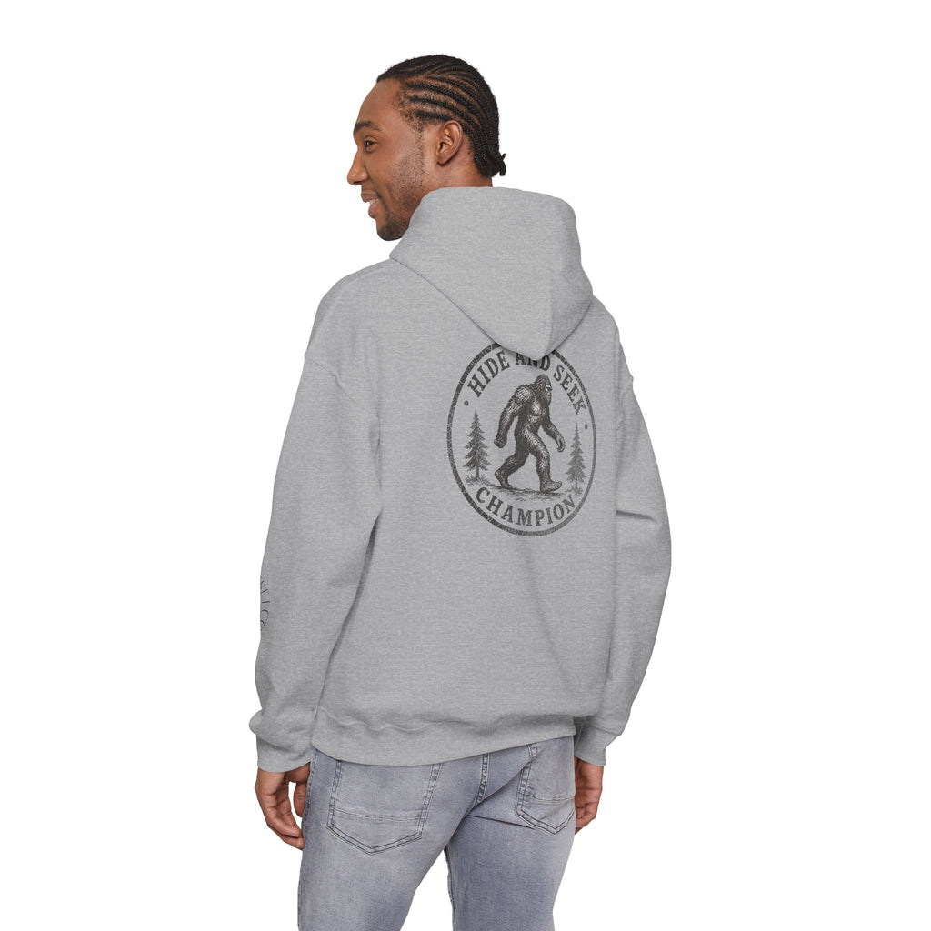 Hoodie — "Hide & Seek Champion" Sasquatch Forest Graphic Hooded Sweatshirt