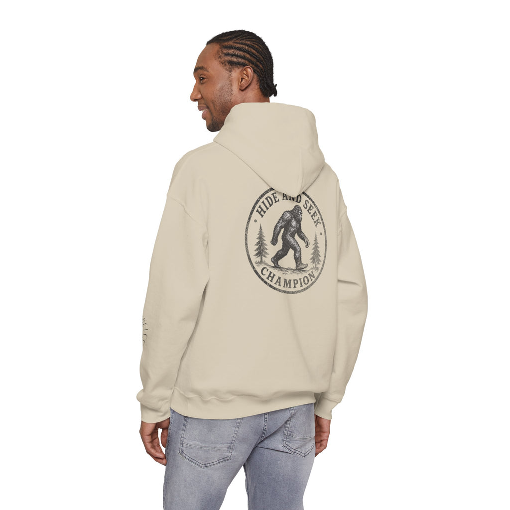 Hoodie — "Hide & Seek Champion" Sasquatch Forest Graphic Hooded Sweatshirt