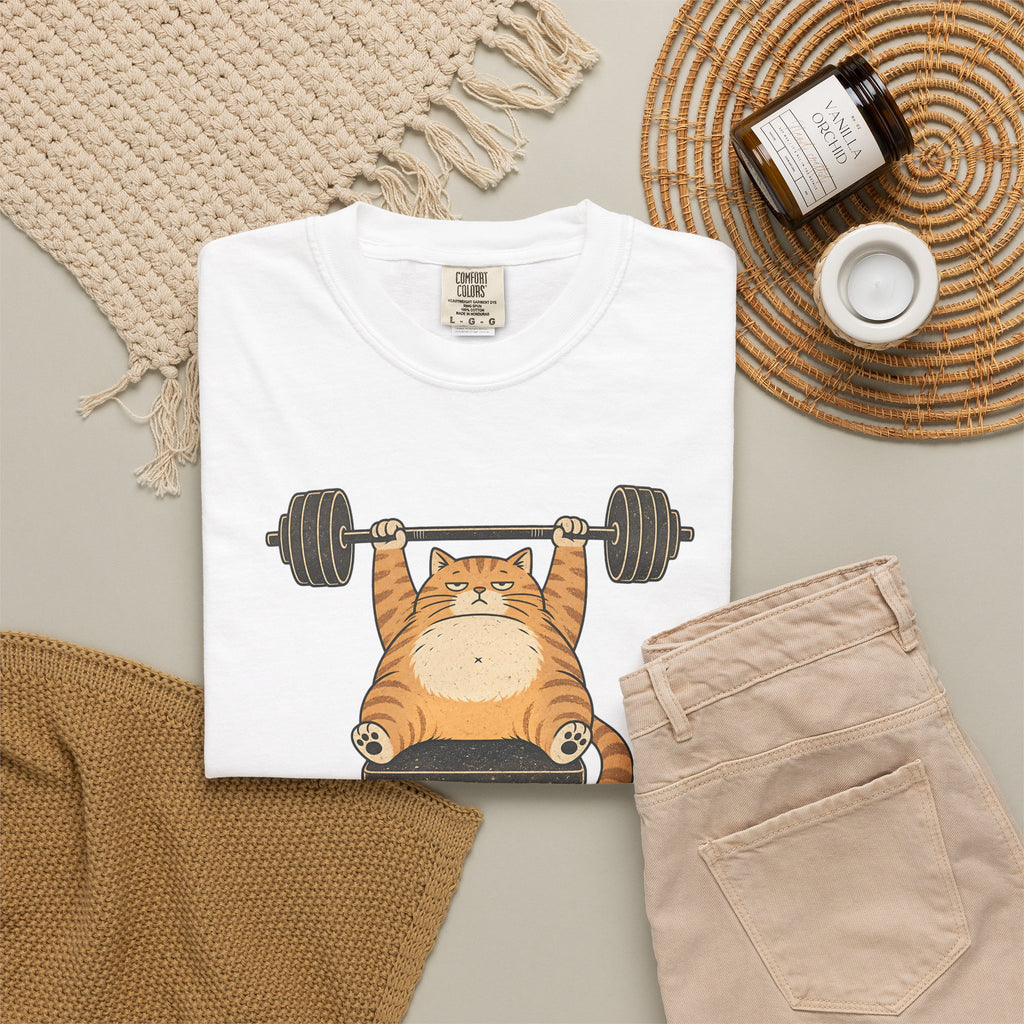 Cat Weightlifter T-Shirt — "Beach Day, But Make It Leg Day" Funny Gym Tee