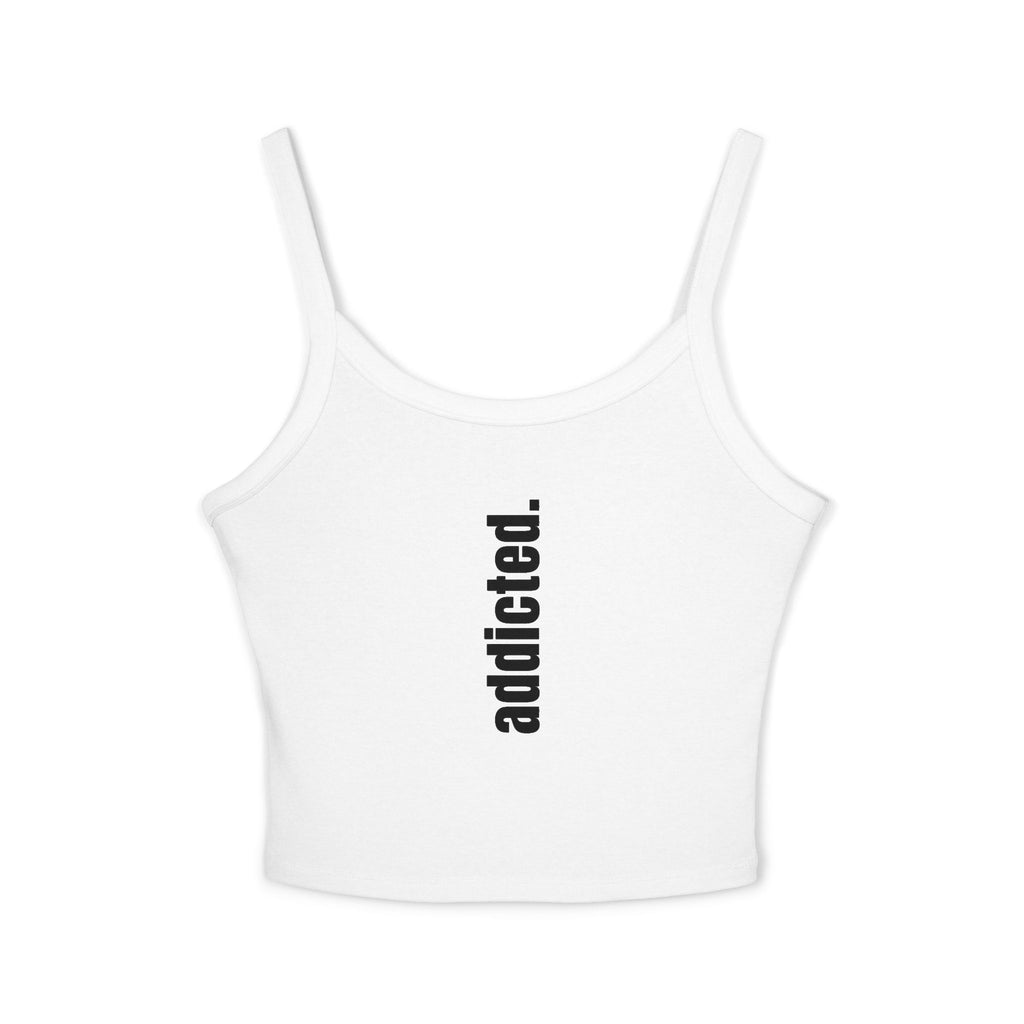 Addicted Vertical Graphic Spaghetti Strap Crop Tank