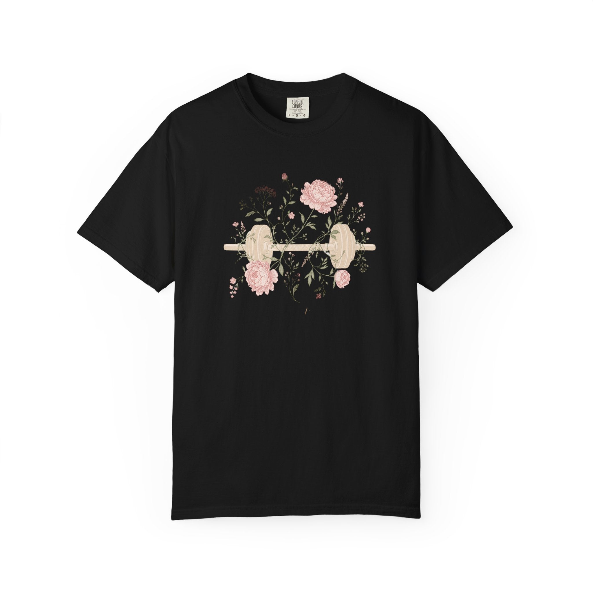 Floral Dumbbell T-Shirt — 'Lift & Bloom' Vintage Fitness Tee