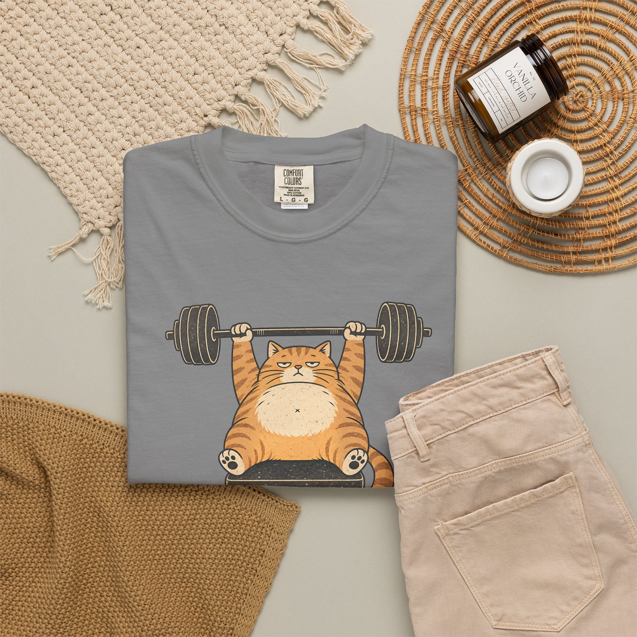 Cat Weightlifter T-Shirt — "Beach Day, But Make It Leg Day" Funny Gym Tee
