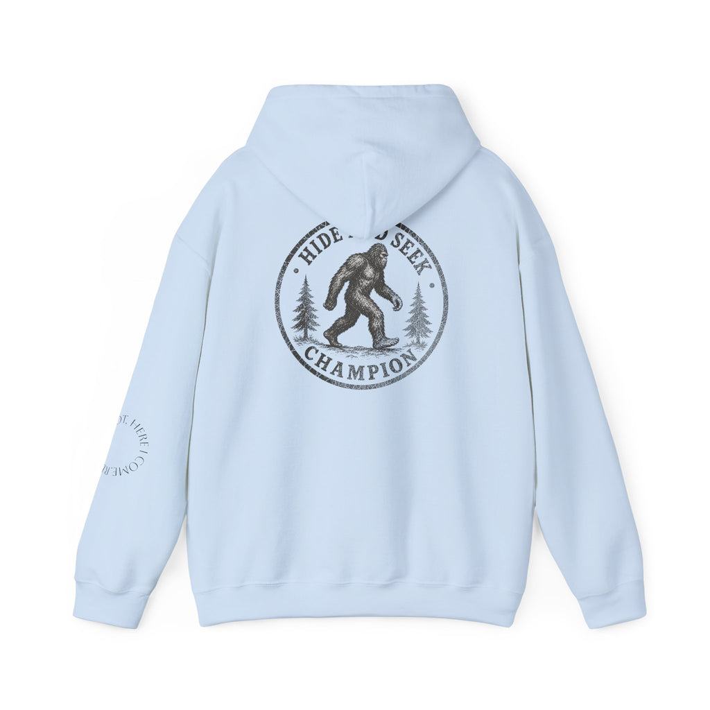 Hoodie — "Hide & Seek Champion" Sasquatch Forest Graphic Hooded Sweatshirt