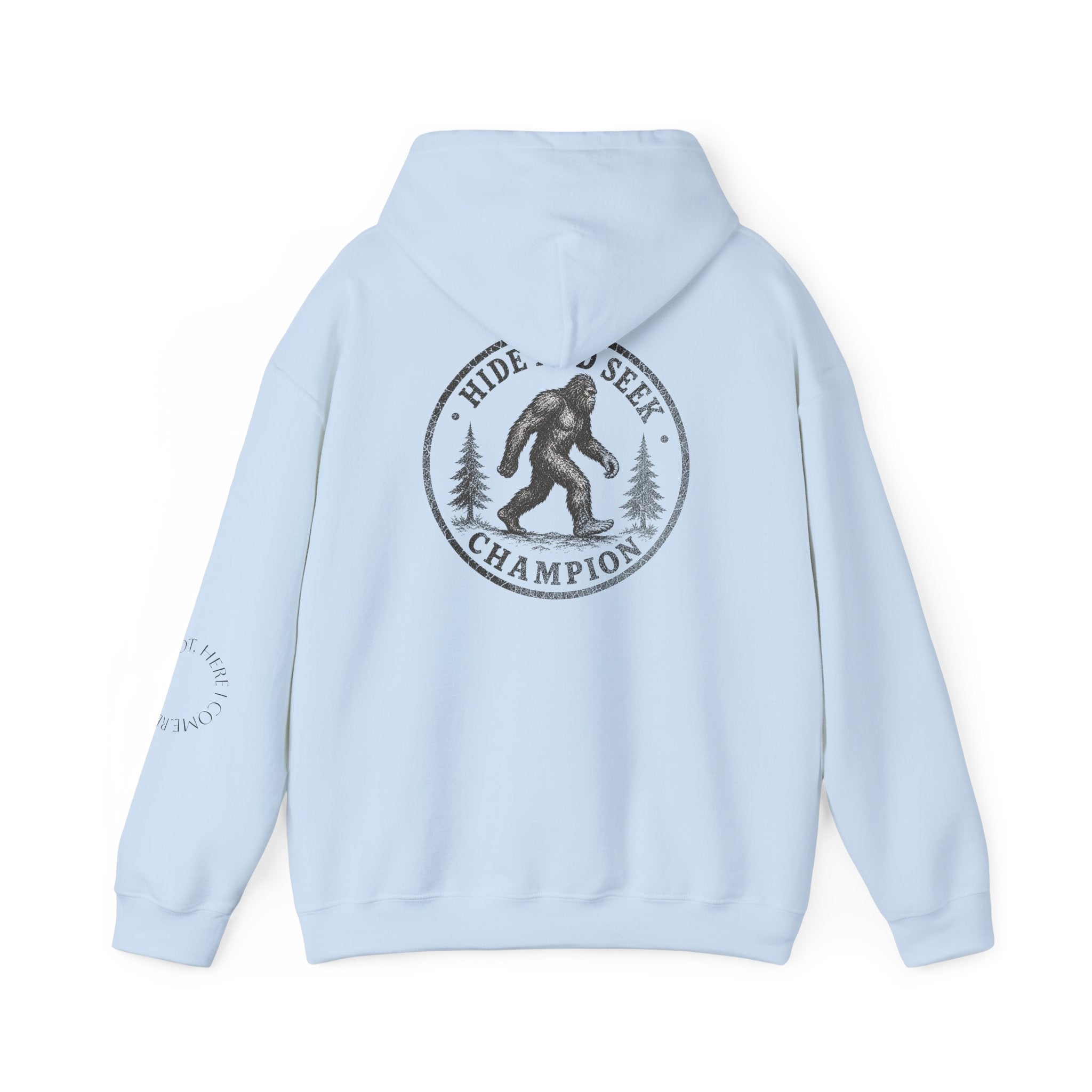 Hoodie — "Hide & Seek Champion" Sasquatch Forest Graphic Hooded Sweatshirt