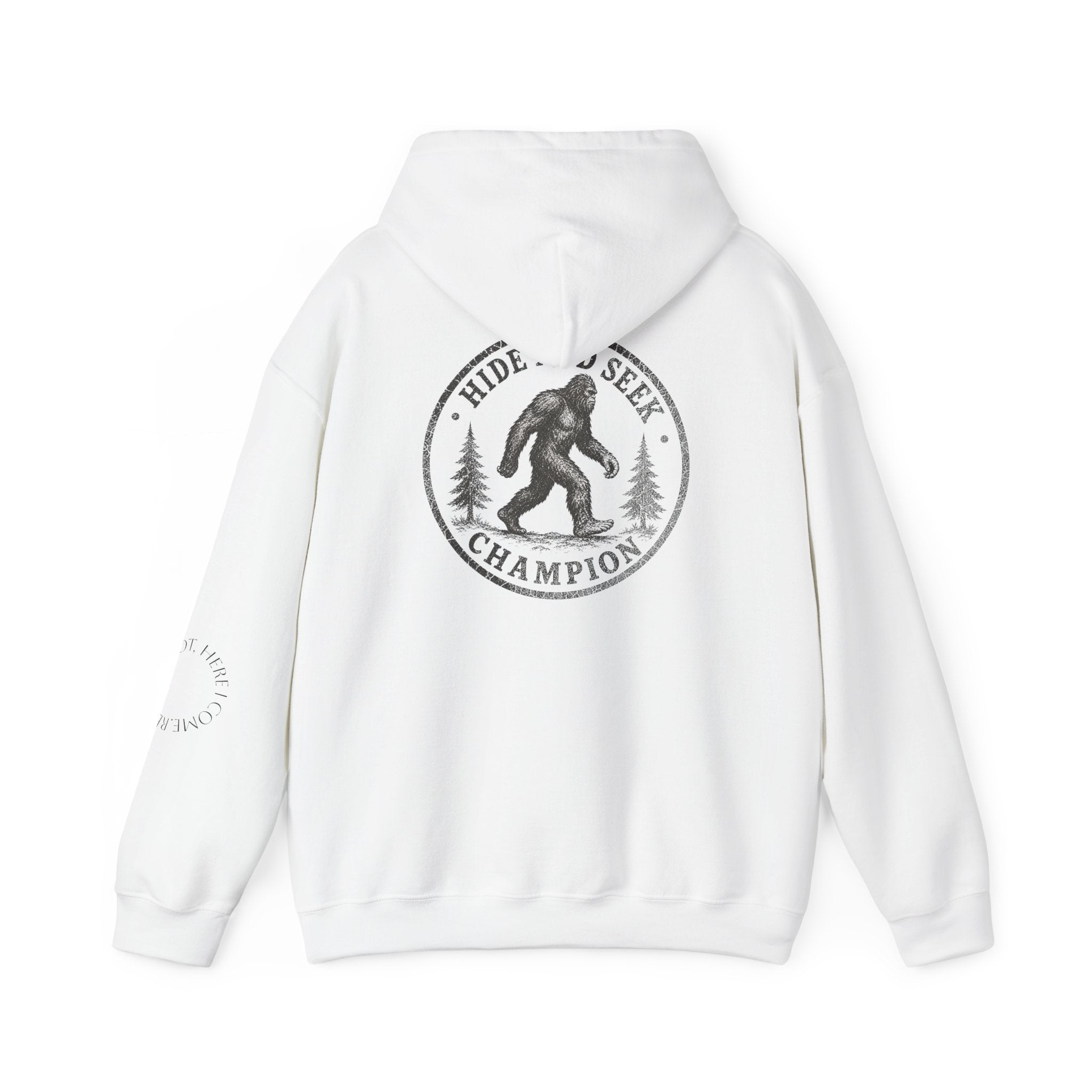 Hoodie — "Hide & Seek Champion" Sasquatch Forest Graphic Hooded Sweatshirt