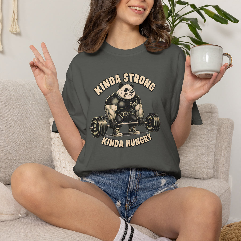 "Kinda Strong Kinda Hungry" Panda Weightlifting Gym Tee