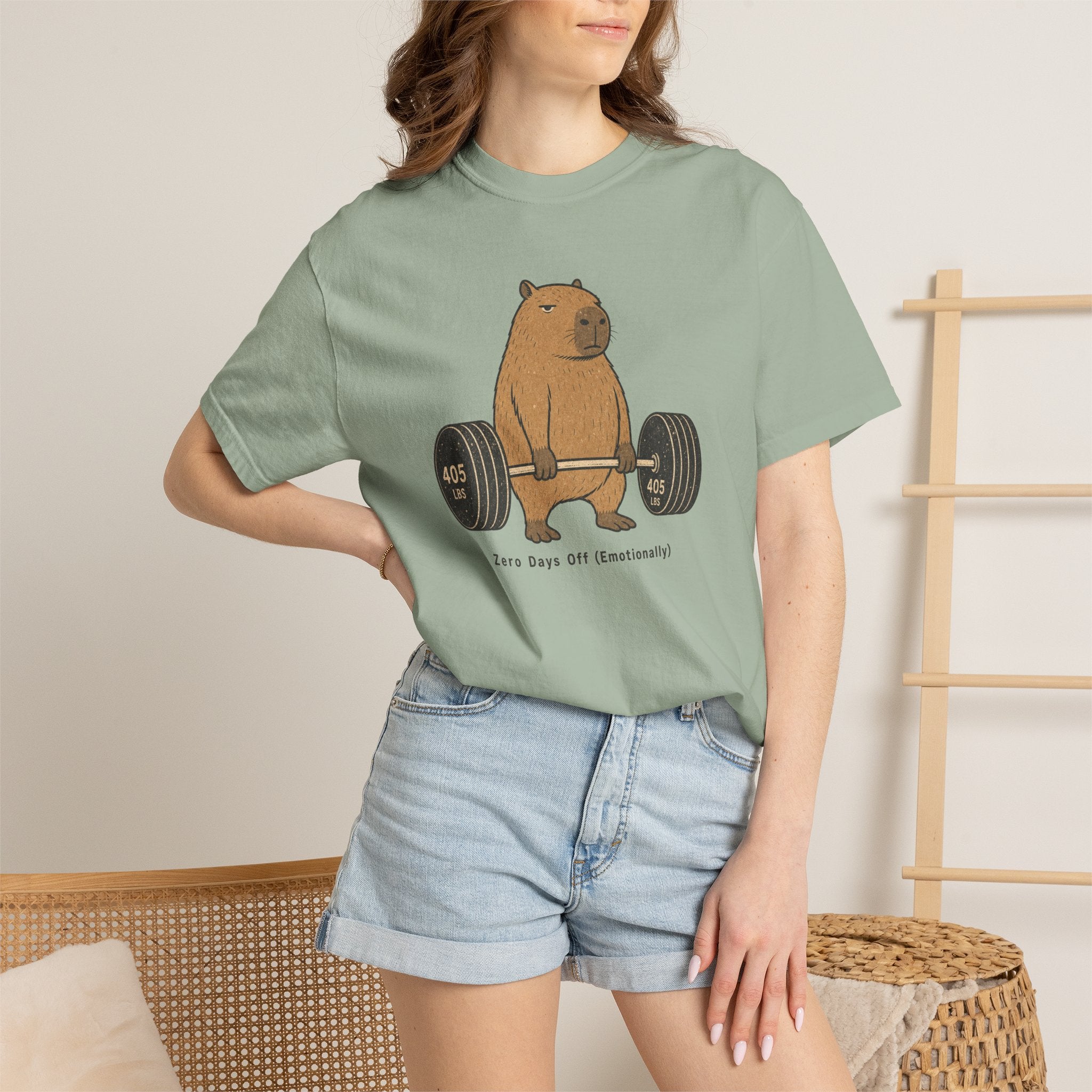 Bear Lifting Barbell T-Shirt — "Zero Days Off (Emotionally)" Gym Humor Tee