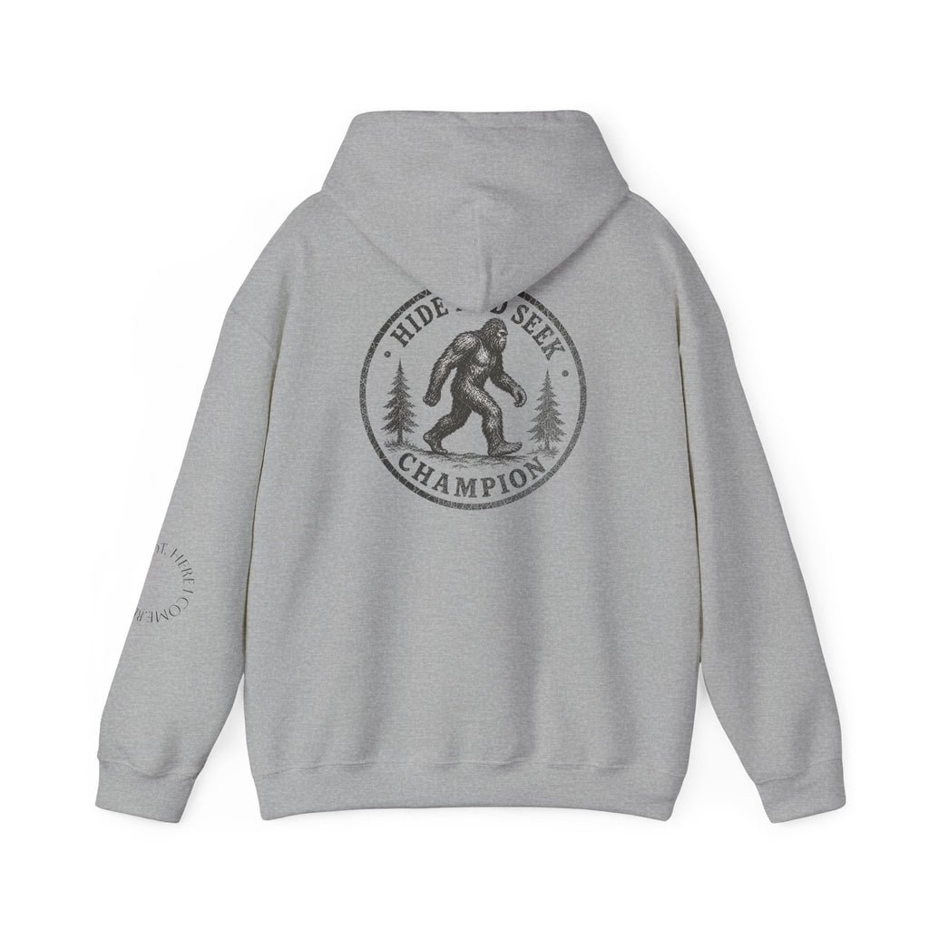 Hoodie — "Hide & Seek Champion" Sasquatch Forest Graphic Hooded Sweatshirt