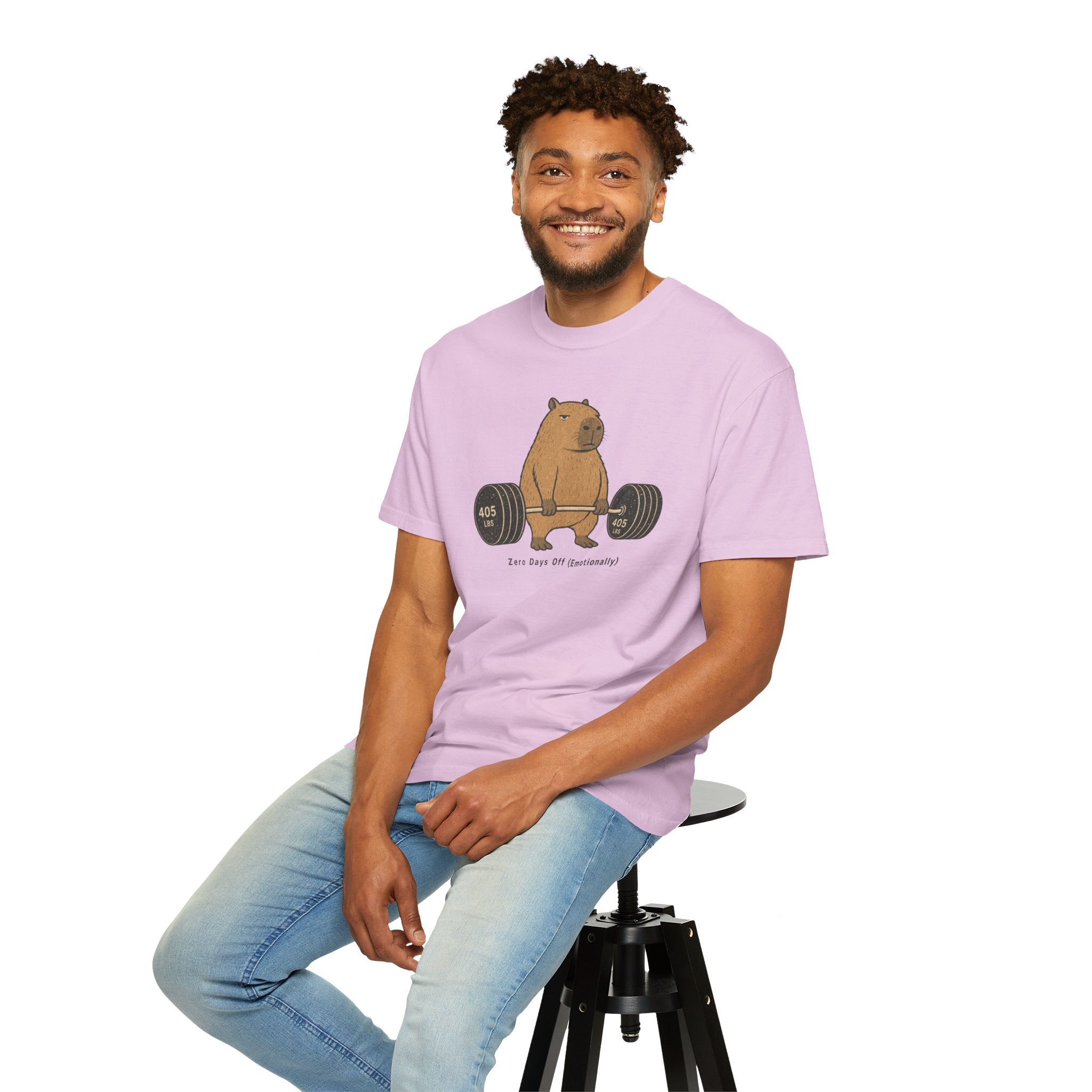 Bear Lifting Barbell T-Shirt — "Zero Days Off (Emotionally)" Gym Humor Tee
