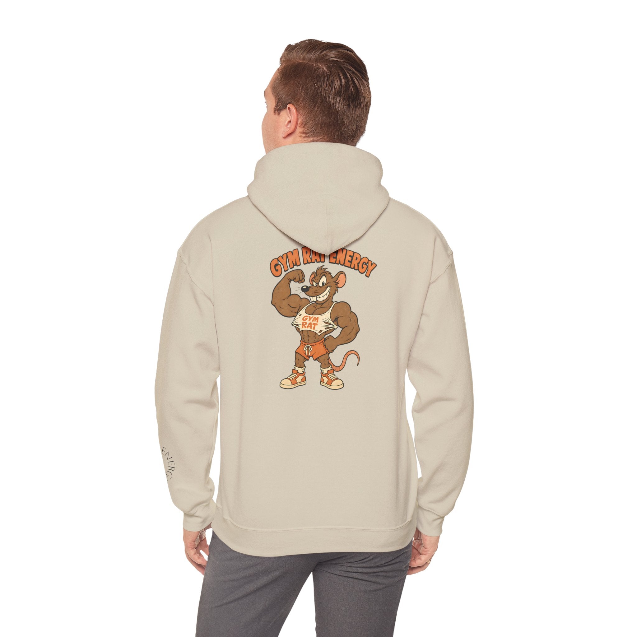 Hoodie - Gym Energy Muscle Rat Vintage Fitness Graphic Hoodie