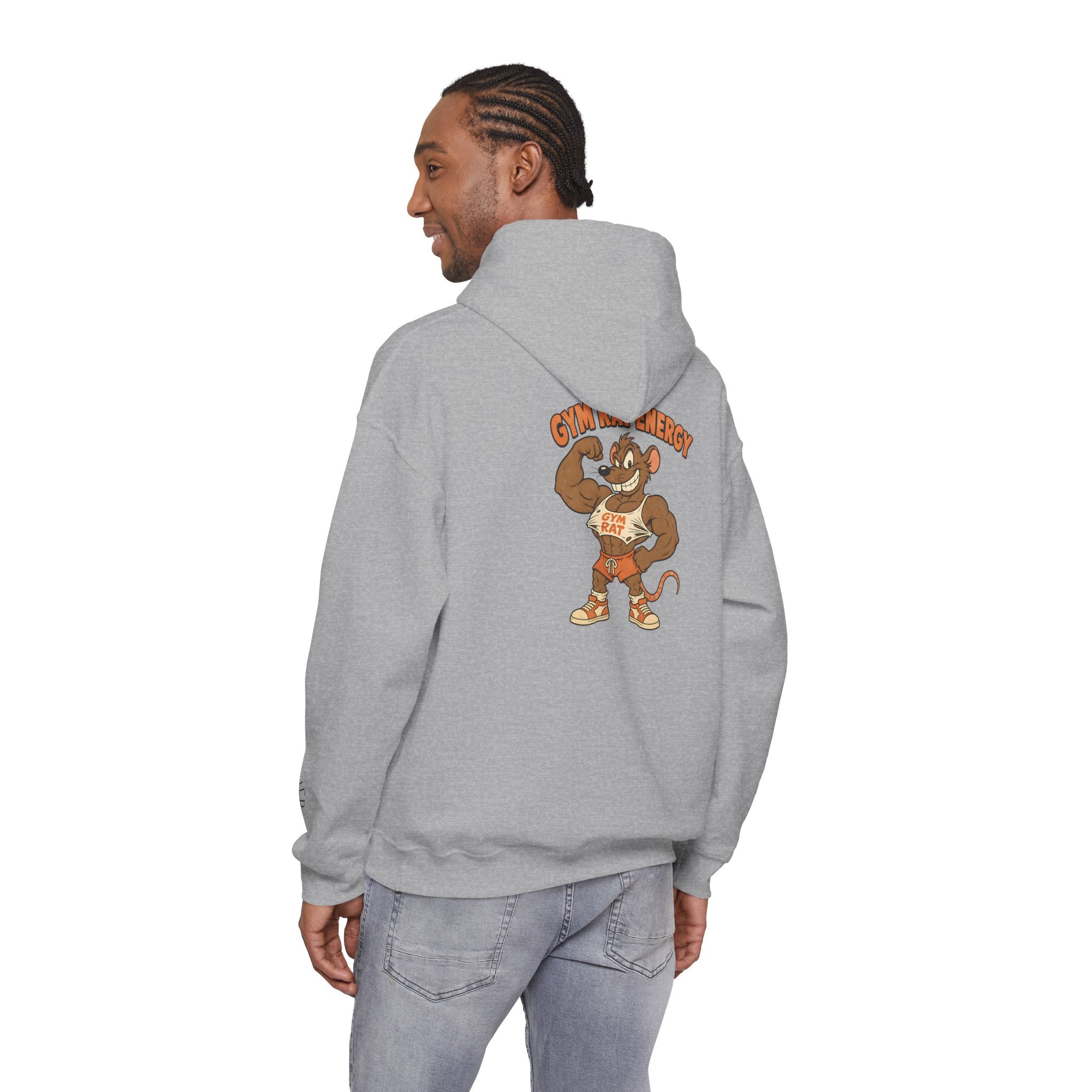 Hoodie - Gym Energy Muscle Rat Vintage Fitness Graphic Hoodie