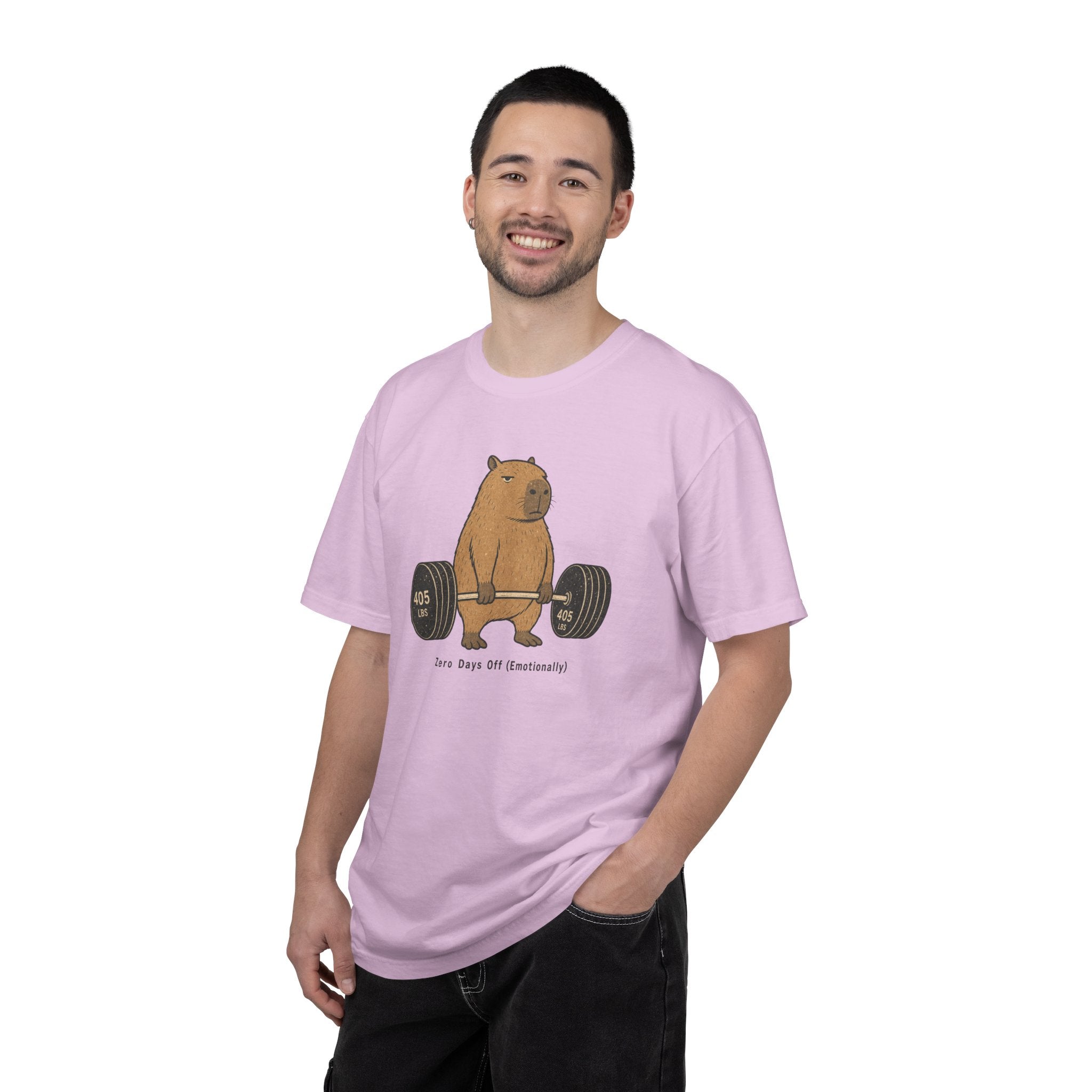 Bear Lifting Barbell T-Shirt — "Zero Days Off (Emotionally)" Gym Humor Tee
