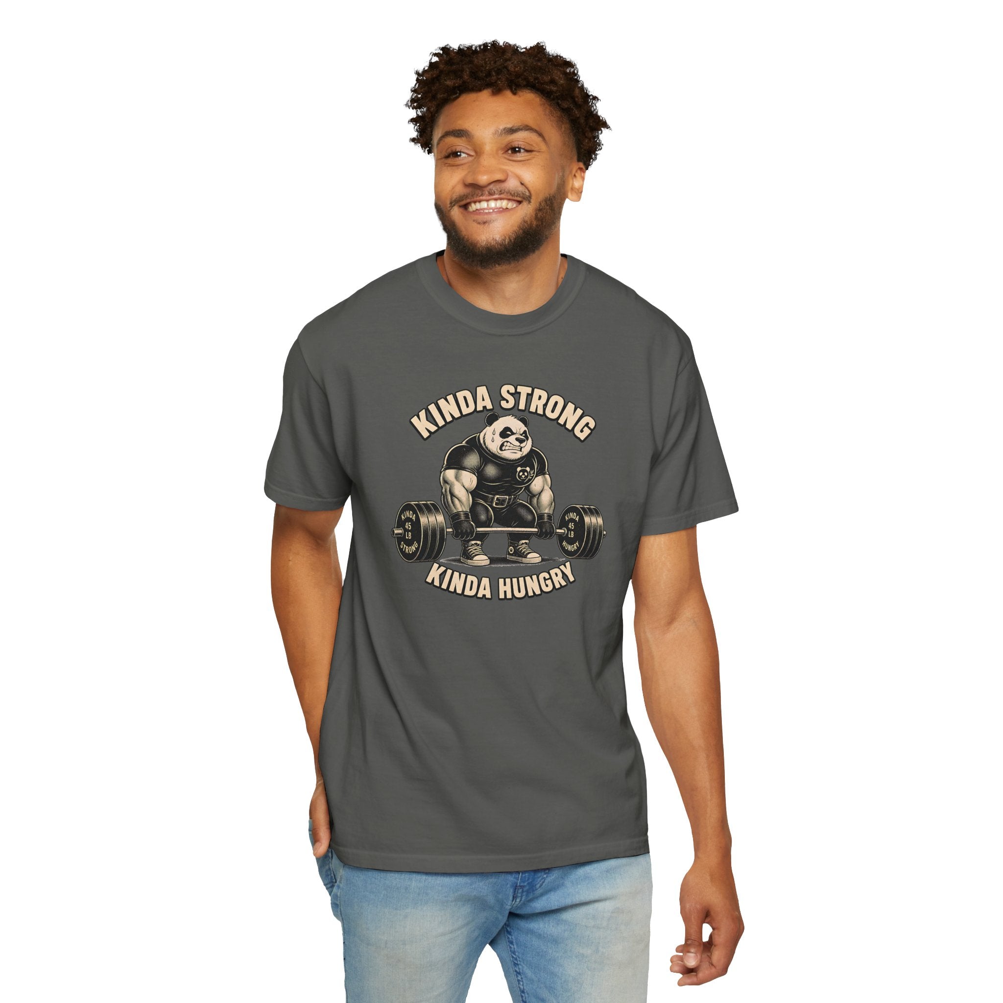 "Kinda Strong Kinda Hungry" Panda Weightlifting Gym Tee