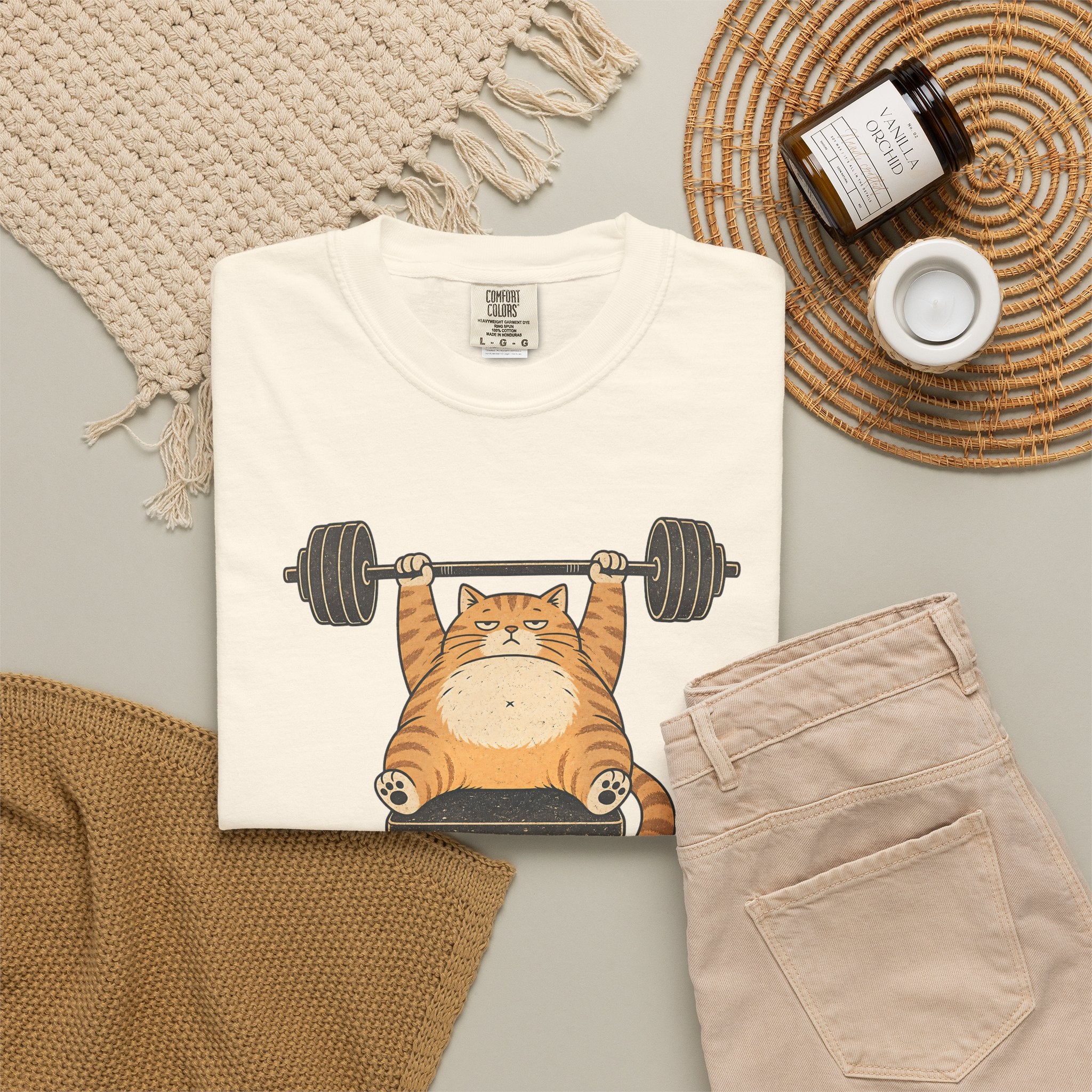 Cat Weightlifter T-Shirt — "Beach Day, But Make It Leg Day" Funny Gym Tee
