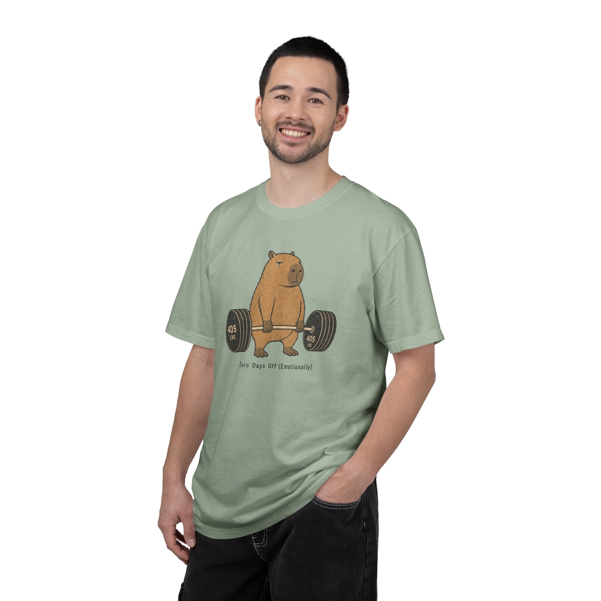 Bear Lifting Barbell T-Shirt — "Zero Days Off (Emotionally)" Gym Humor Tee