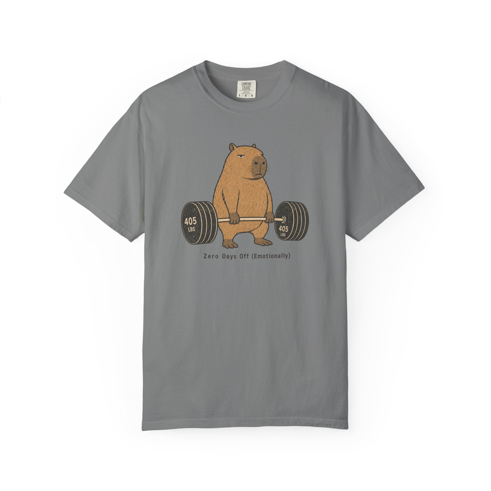 Bear Lifting Barbell T-Shirt — "Zero Days Off (Emotionally)" Gym Humor Tee